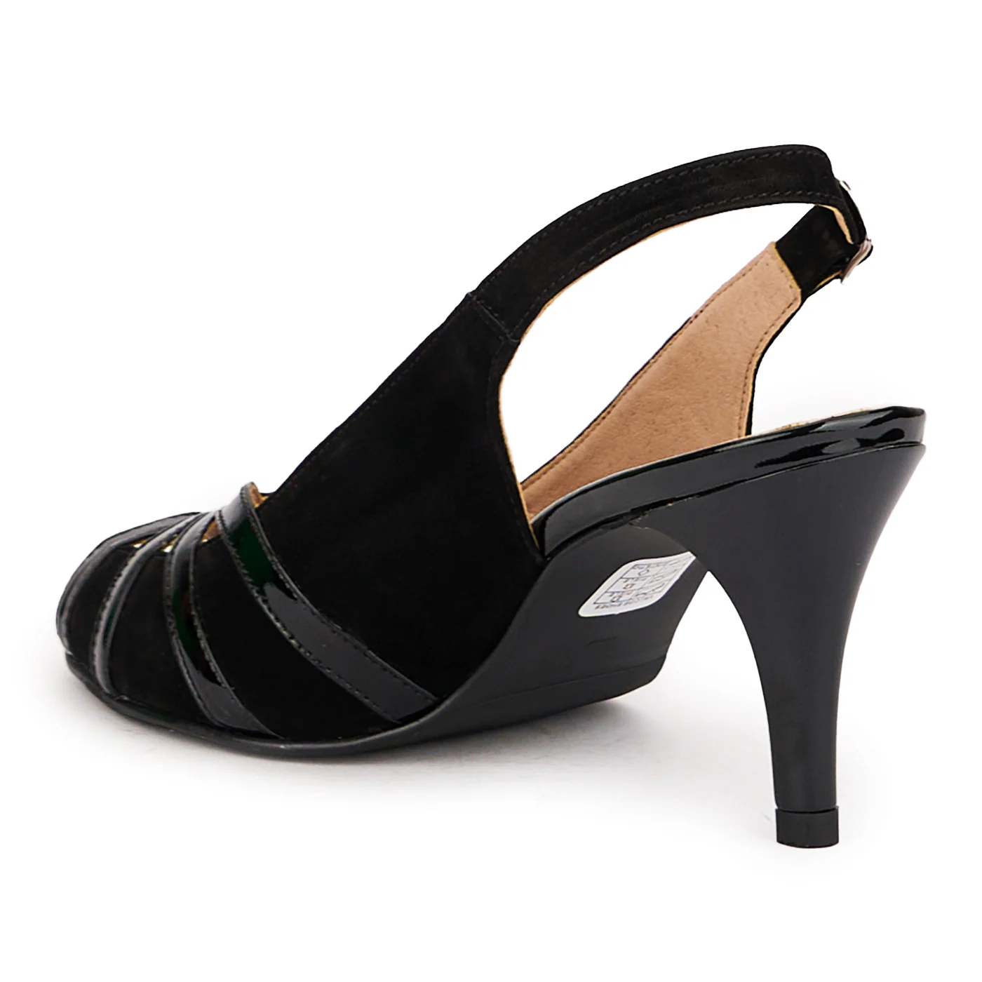 Sandale dama din piele naturala neagra cu toc subtire 8 cm 16410 - Image 2