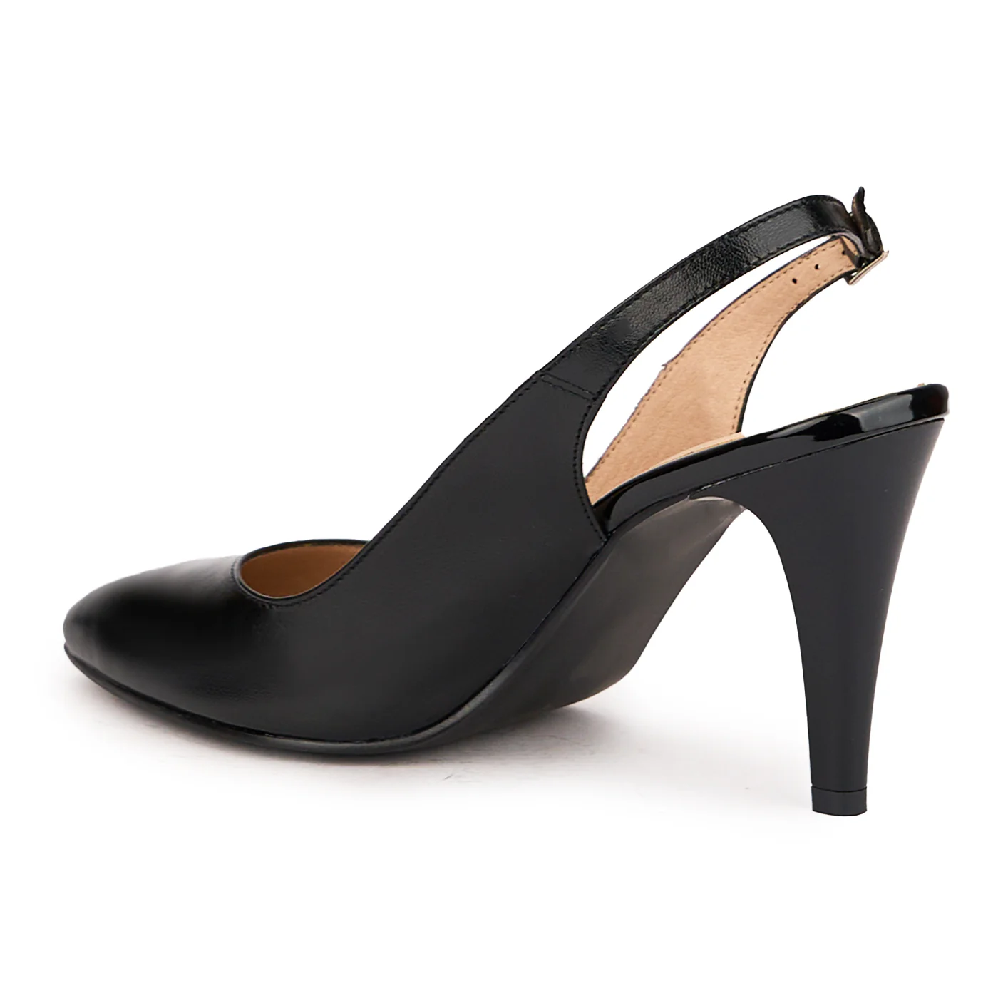 Sandale dama din piele naturala neagra cu toc subtire 8 cm 16501 - Image 2