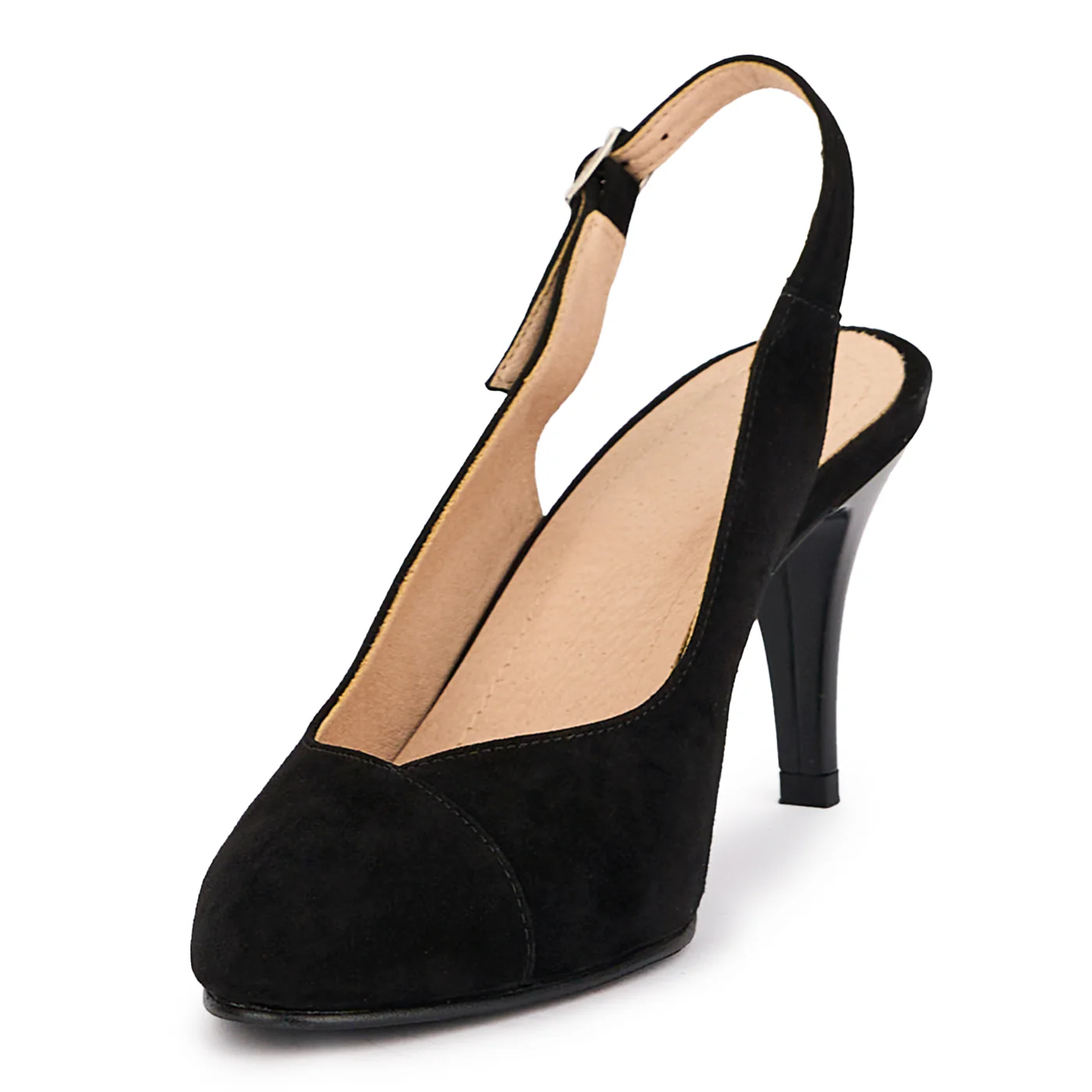 Sandale dama din piele naturala neagra cu toc subtire 8 cm 16906 - Image 3