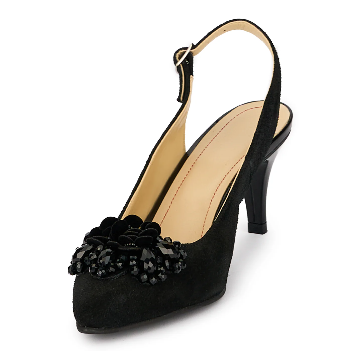 Sandale dama din piele naturala neagra cu toc subtire 8 cm 18065 - Image 3
