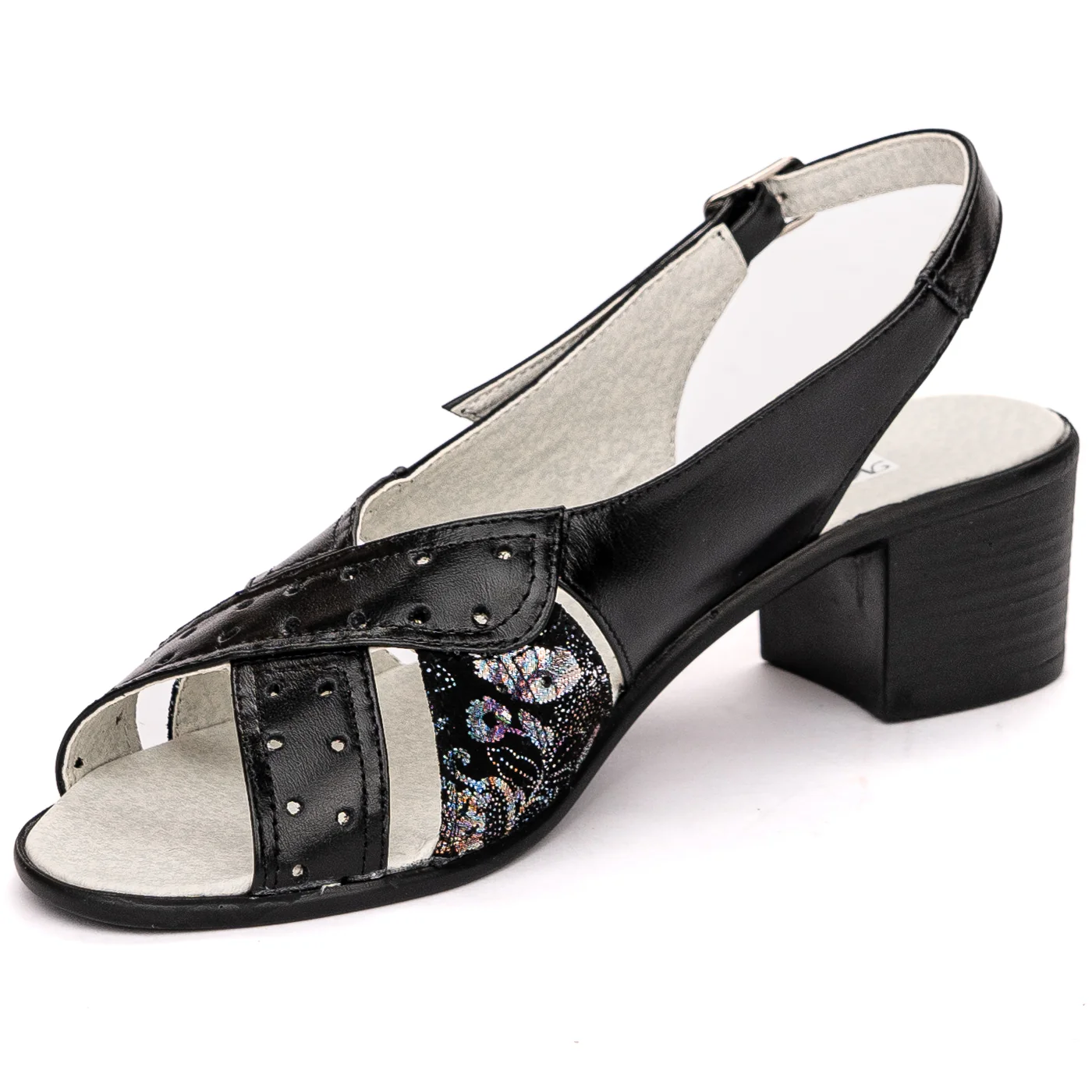 Sandale dama din piele naturala neagra toc 5 cm 13694 - Image 3