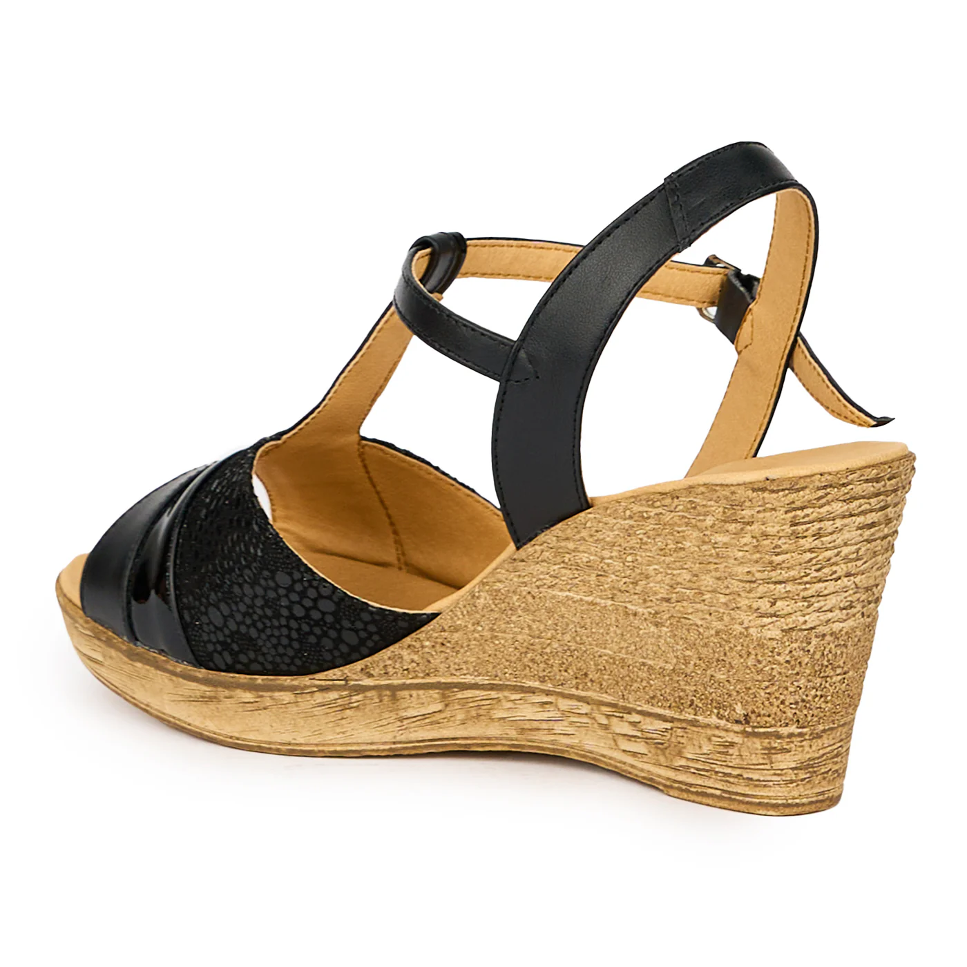 Sandale dama din piele naturala negru cu platforma 8 cm 15299 - Image 2