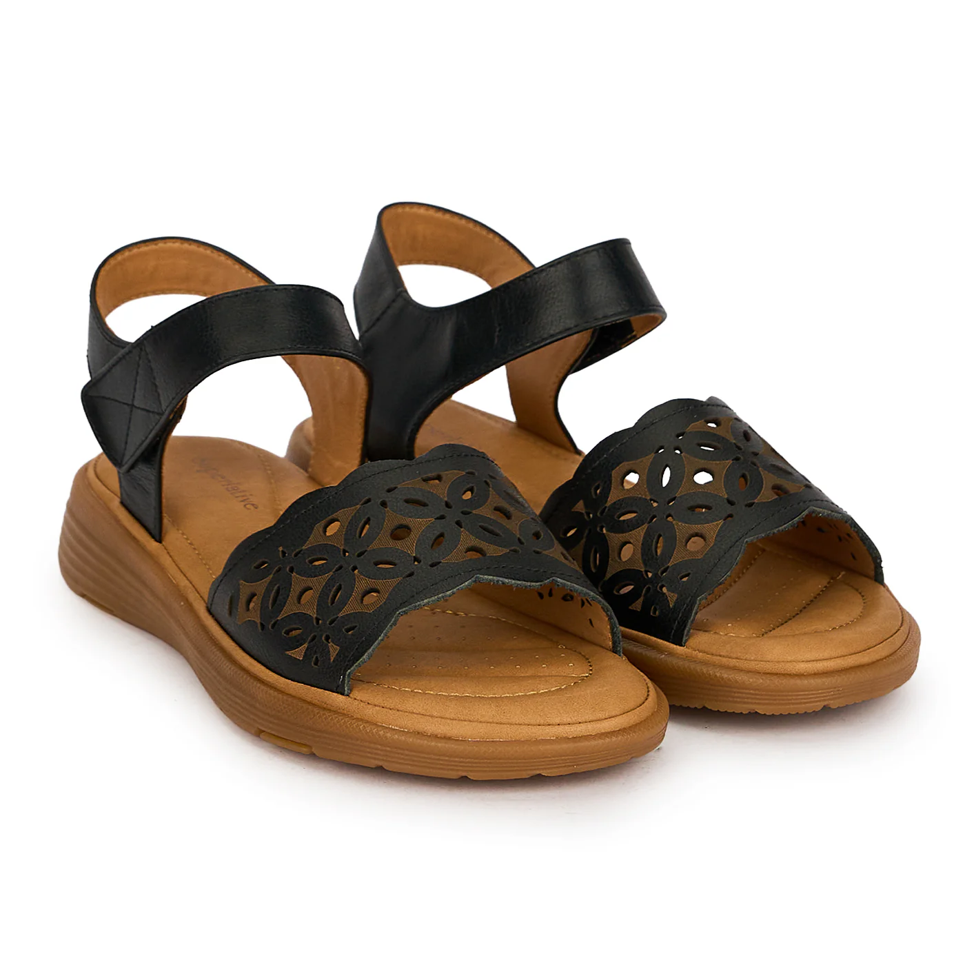 Sandale dama din piele naturala perfoarata neagra 19727 - Image 4