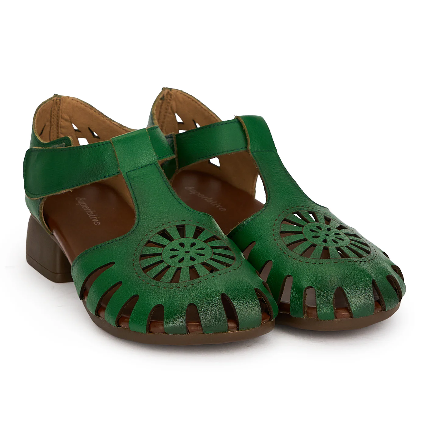 Sandale dama din piele naturala perforata verde 19556 - Image 4