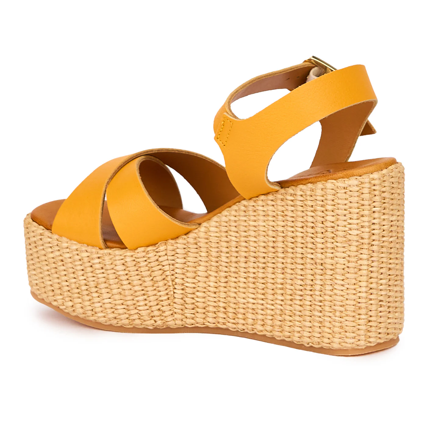 Sandale dama din piele naturala portocalie cu platforma 10 cm 15342 - Image 2