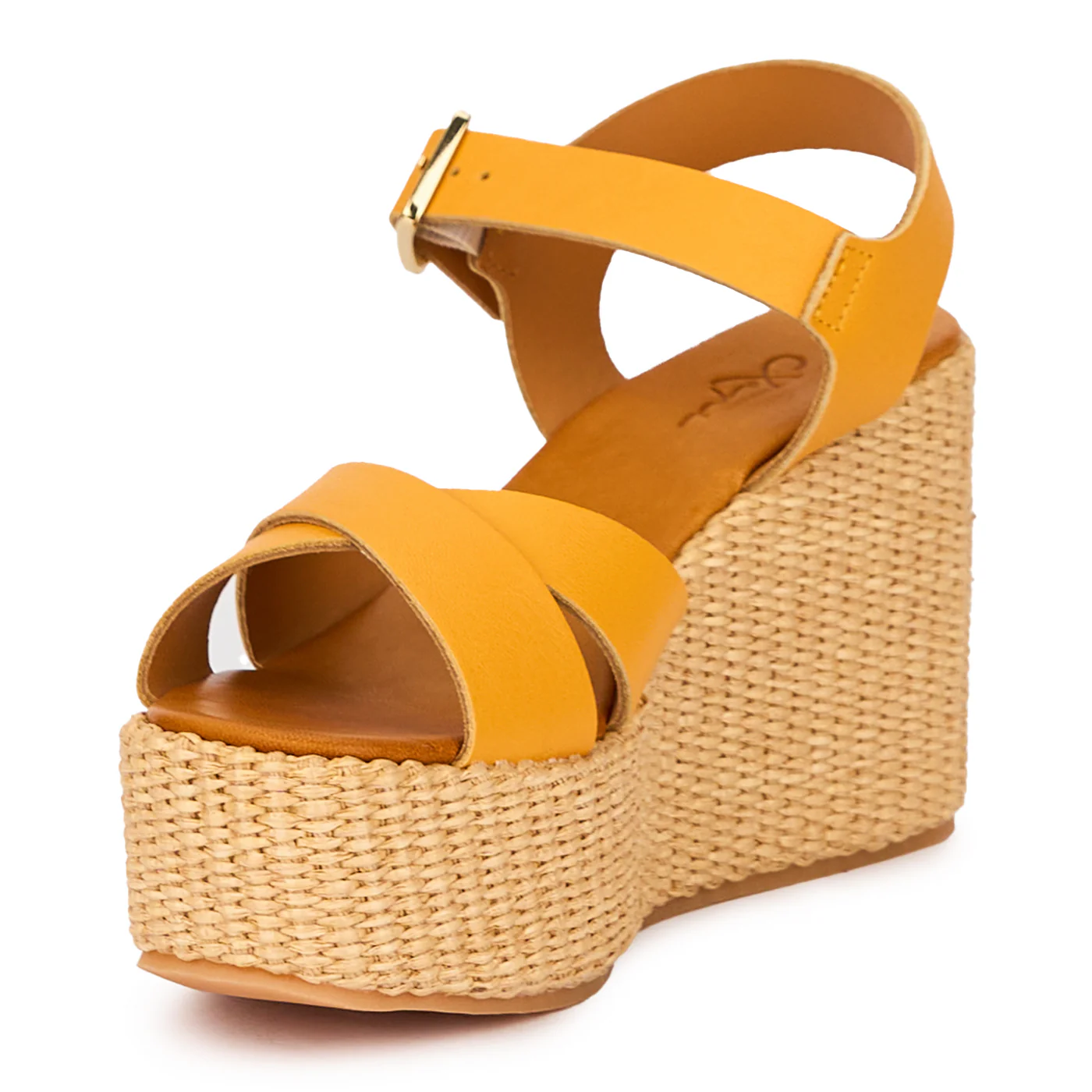 Sandale dama din piele naturala portocalie cu platforma 10 cm 15342 - Image 3