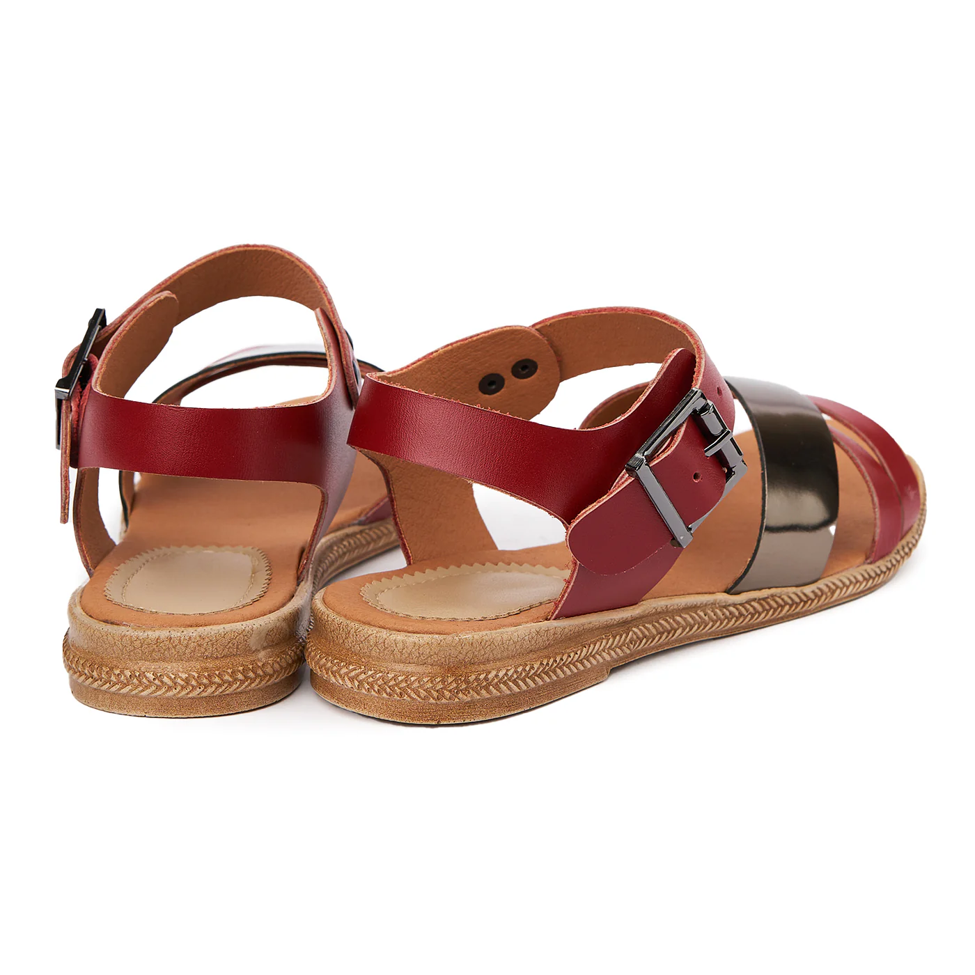 Sandale dama din piele naturala rosie 2323 - Image 2