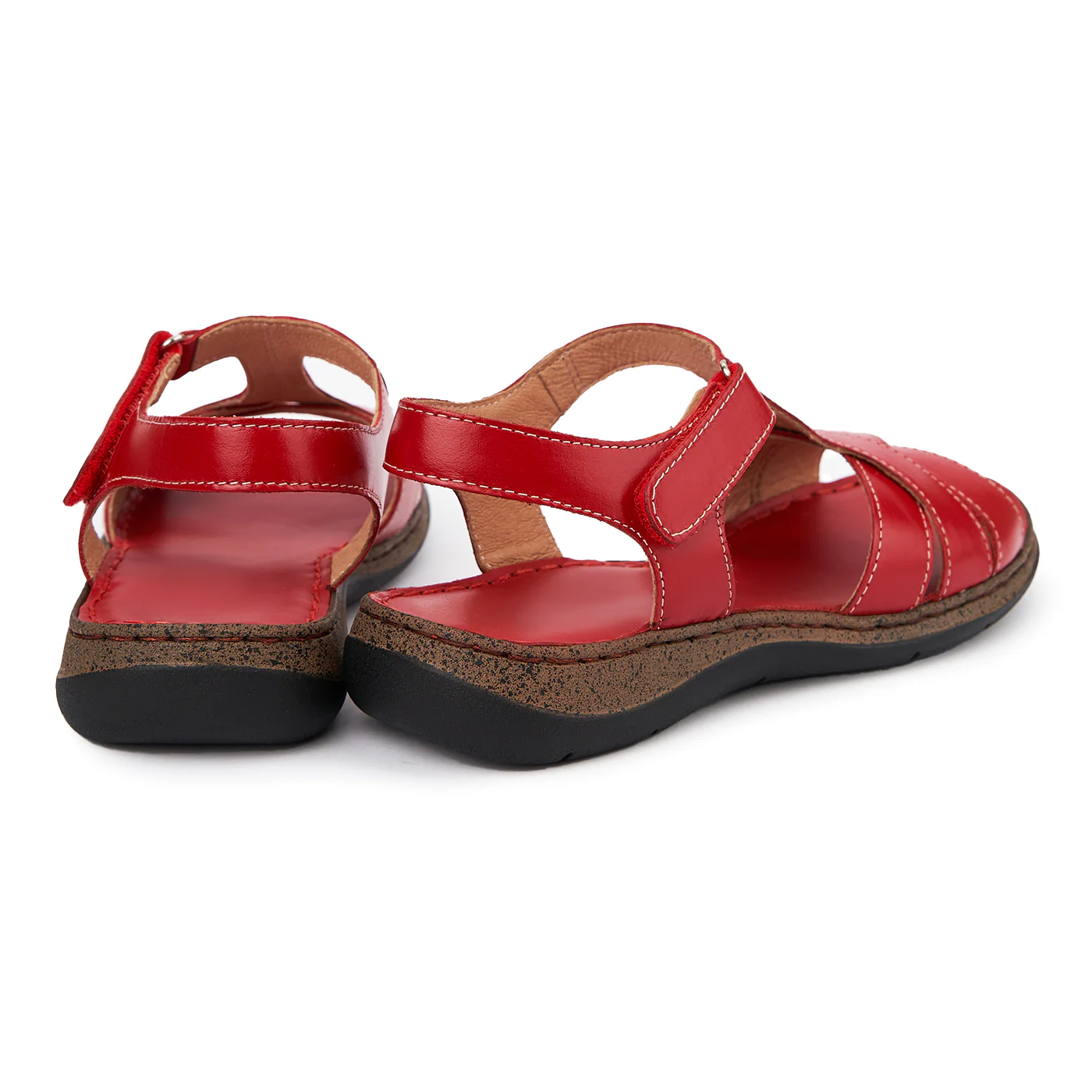 Sandale dama din piele naturala rosie 2343 - Image 2