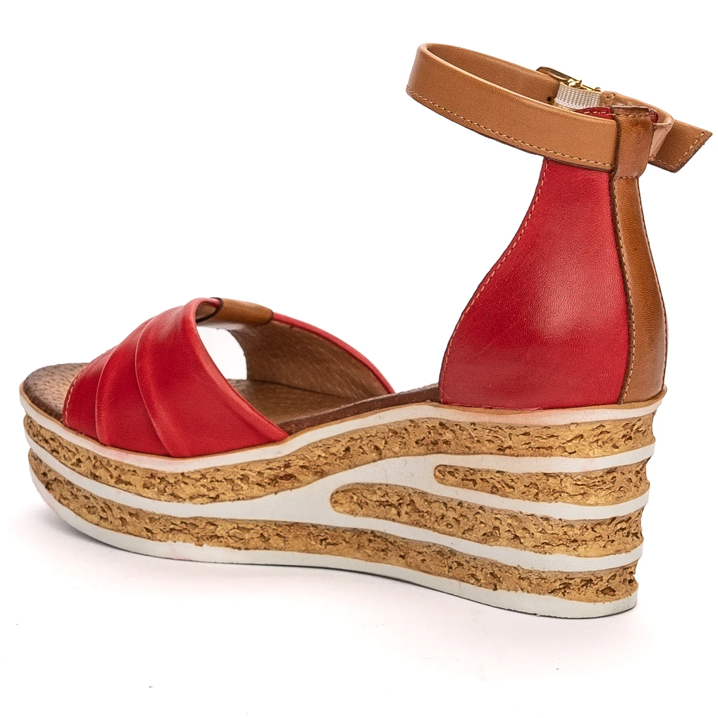 Sandale dama din piele naturala rosie cu platforma 13469 - Image 2