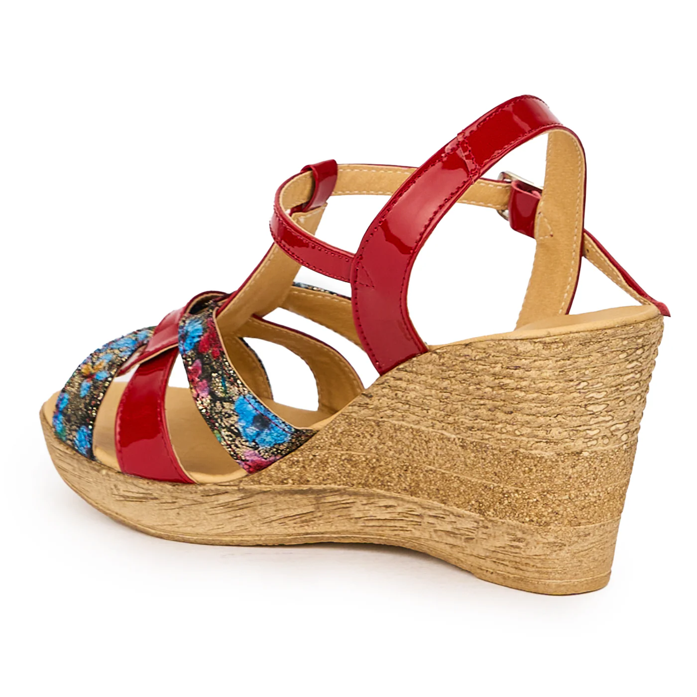 Sandale dama din piele naturala rosie cu platforma 8 cm 15578 - Image 2