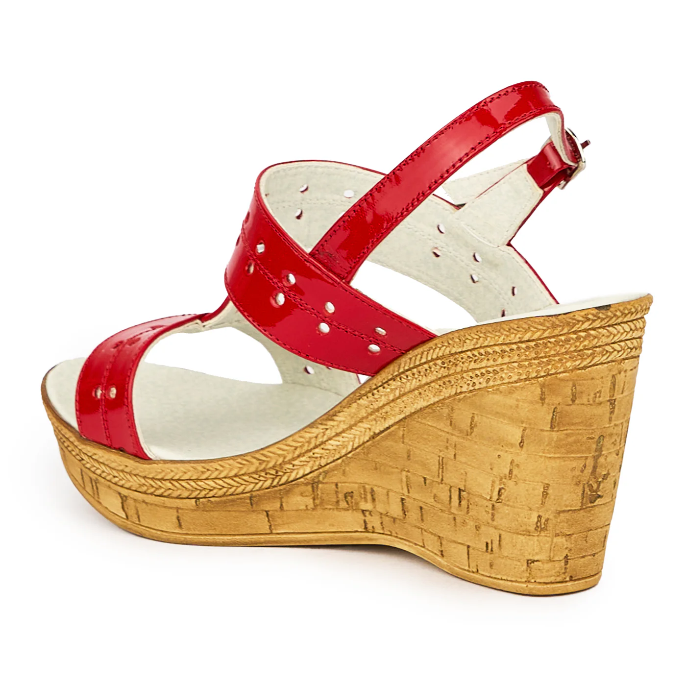 Sandale dama din piele naturala rosie cu platforma 9 cm 15583 - Image 2