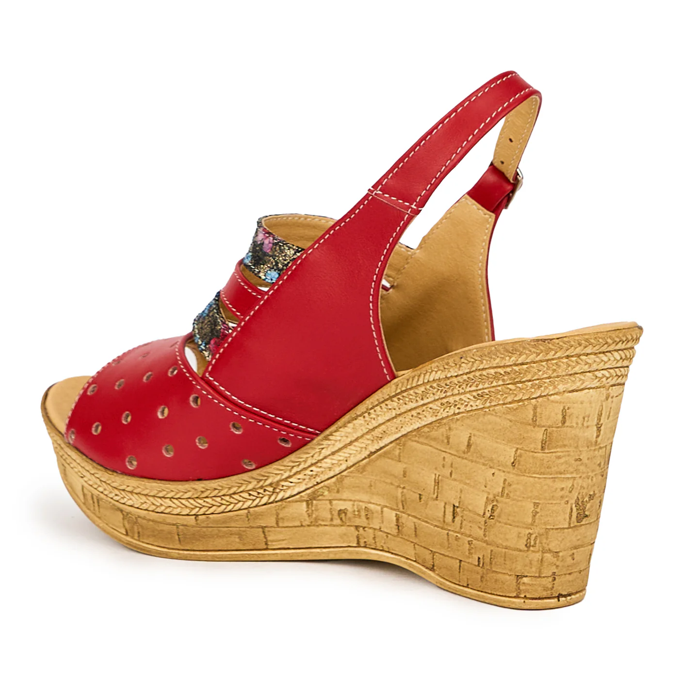 Sandale dama din piele naturala rosie cu platforma 9 cm 15832 - Image 2