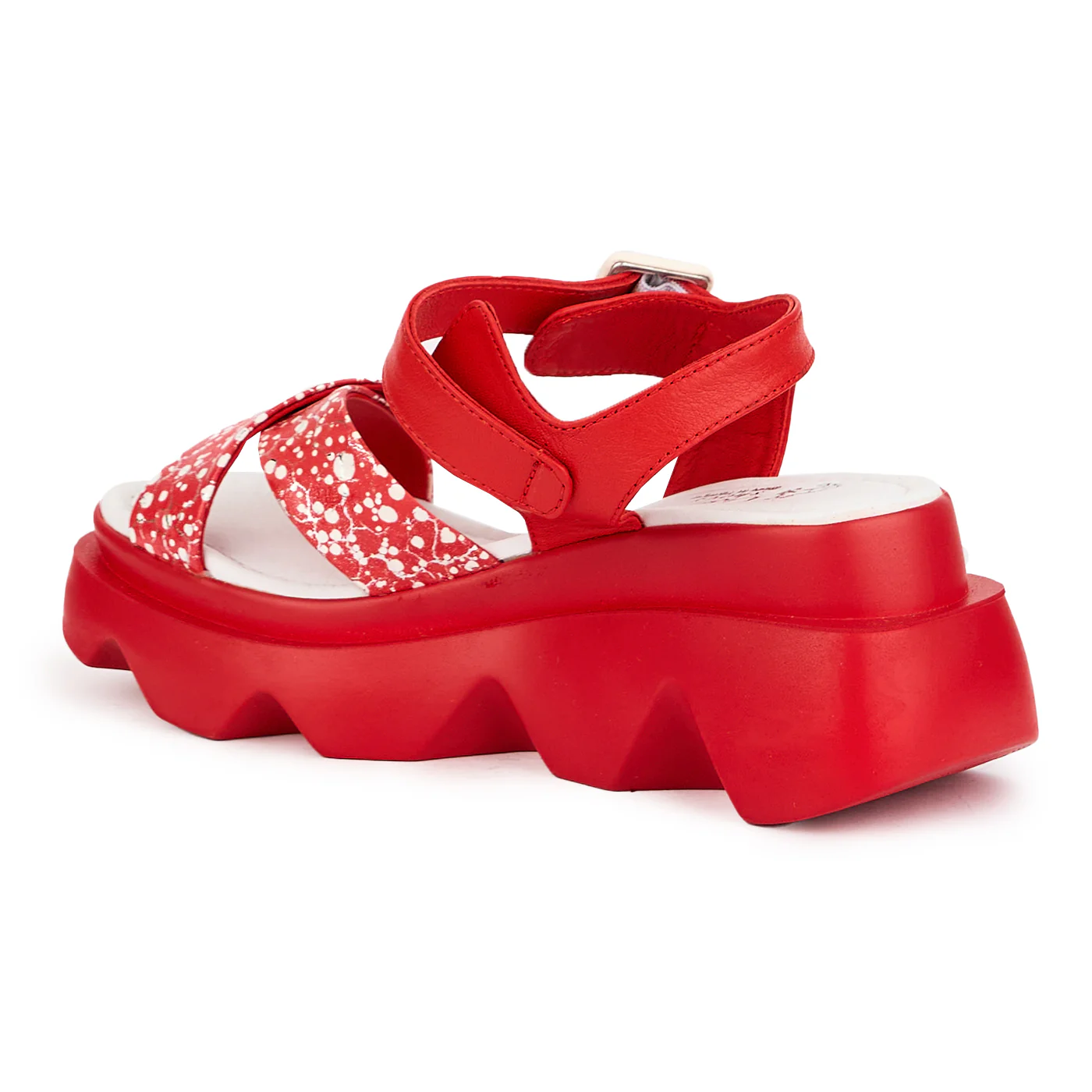 Sandale dama din piele naturala rosie cu talpa inalta 7 cm 16311 - Image 3