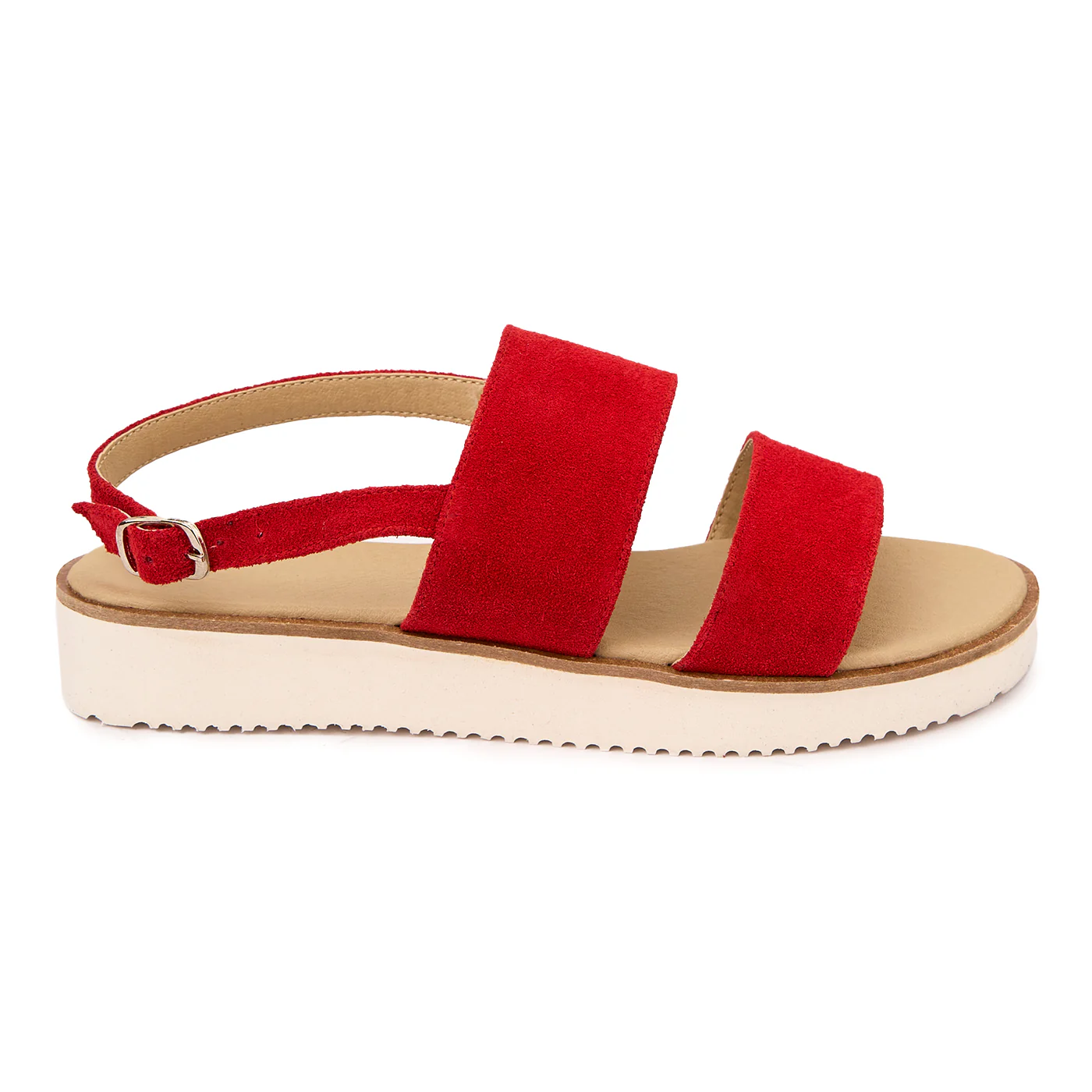 Sandale dama din piele naturala rosie cu talpa joasa 2514