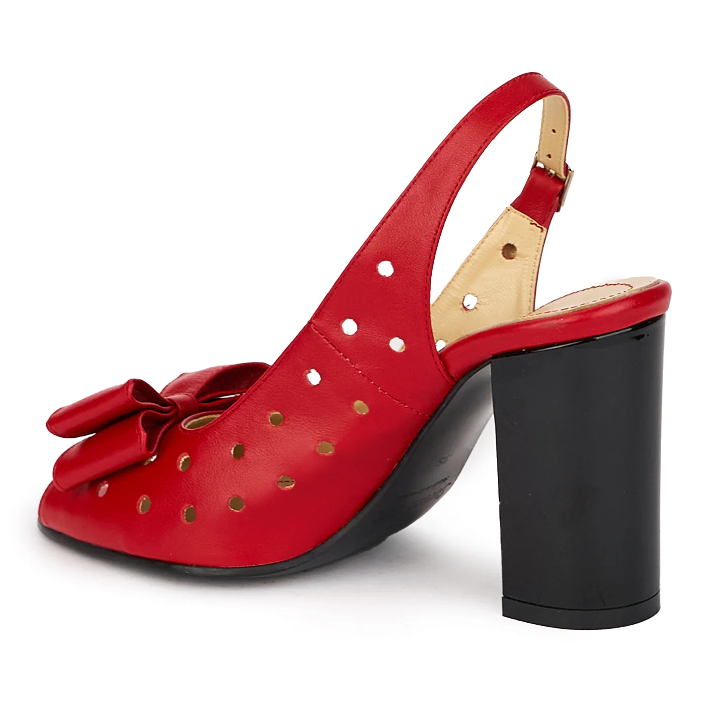 Sandale dama din piele naturala rosie cu toc gros 10 cm 18070 - Image 2