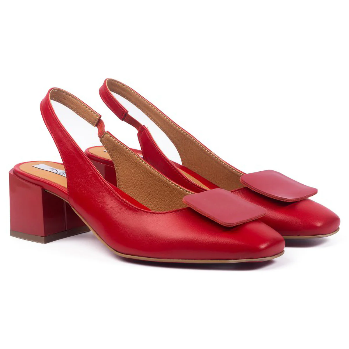 Sandale dama din piele naturala rosie cu toc gros 5.5 cm 15803 - Image 3