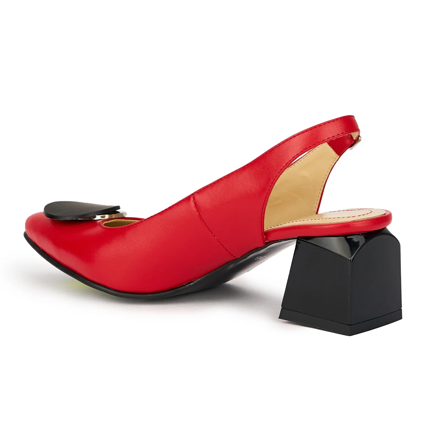 Sandale dama din piele naturala rosie cu toc gros 6 cm 15600 - Image 2