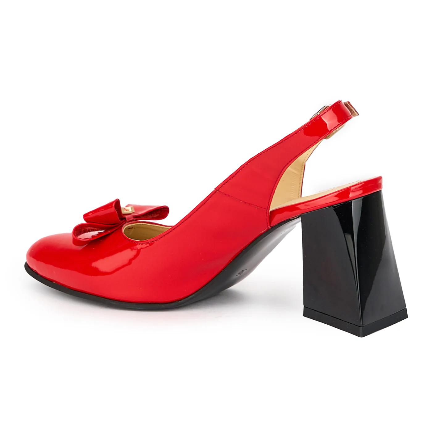 Sandale dama din piele naturala rosie cu toc gros 7.5 cm 15331 - Image 2