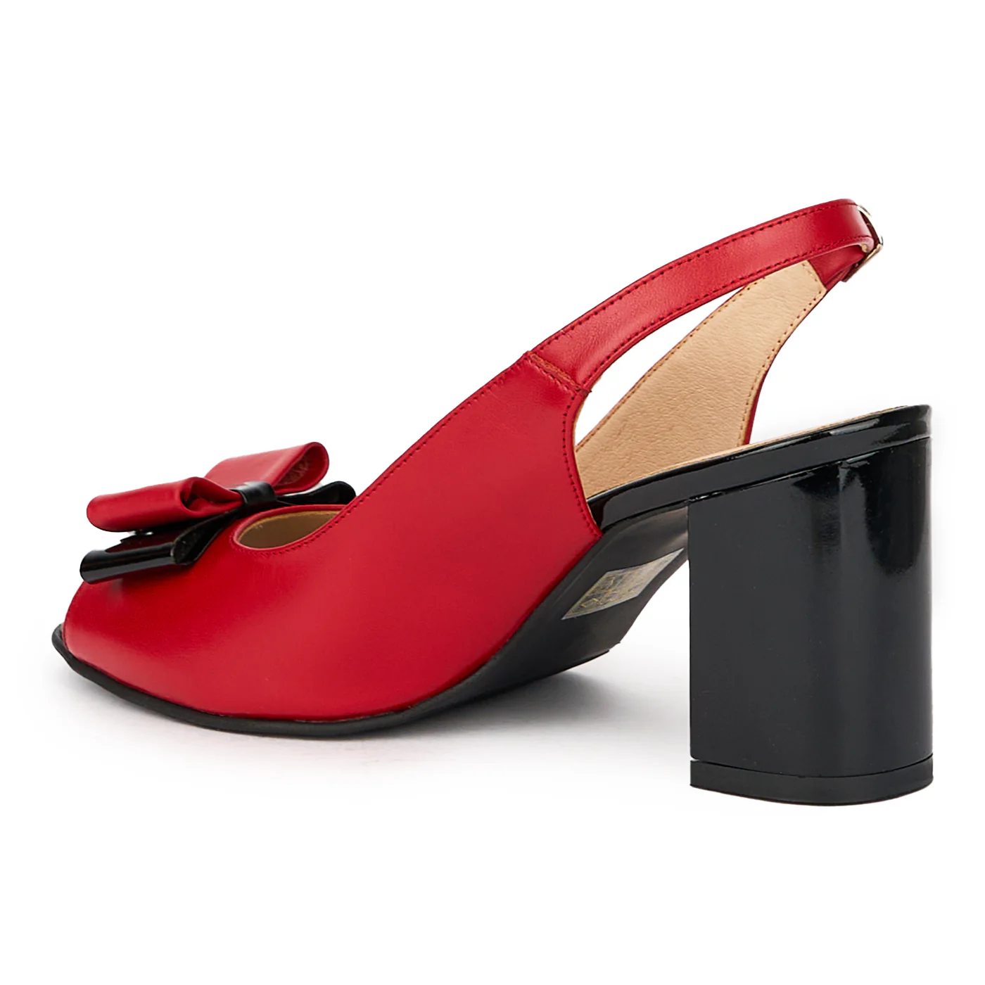 Sandale dama din piele naturala rosie cu toc gros 8 cm 15507 - Image 2