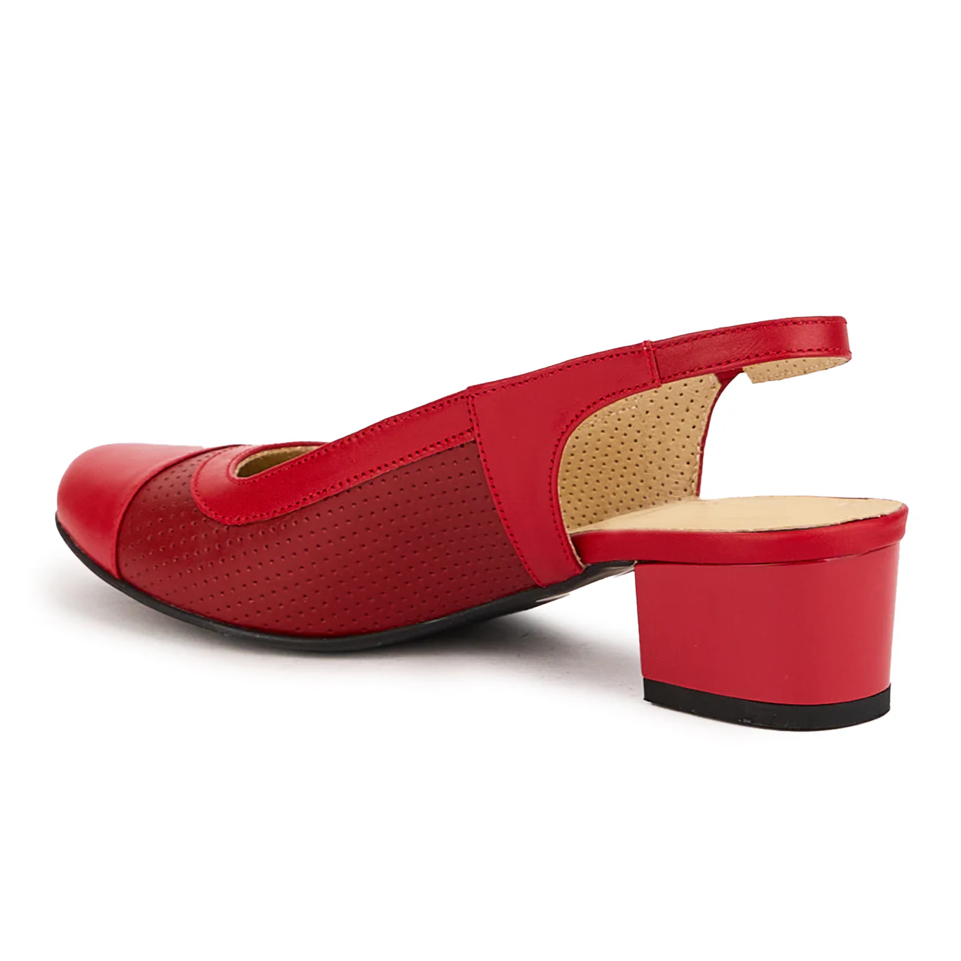Sandale dama din piele naturala rosie cu toc mic 4.5 cm 16780 - Image 2