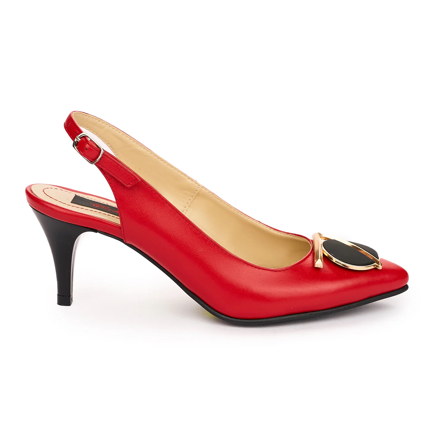 Sandale dama din piele naturala rosie cu toc subtire 7 cm 13784