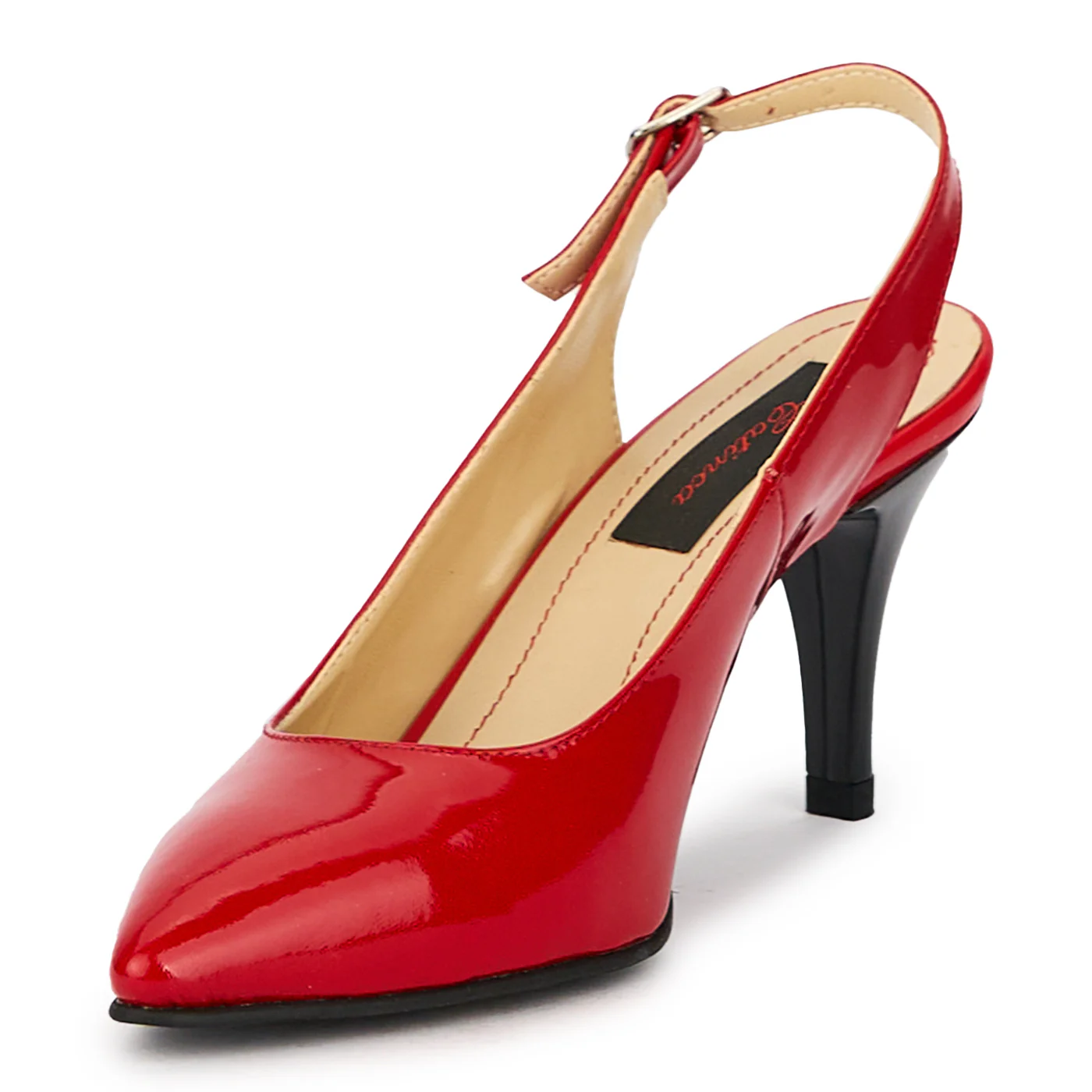 Sandale dama din piele naturala rosie cu toc subtire 8 cm 15643 - Image 3