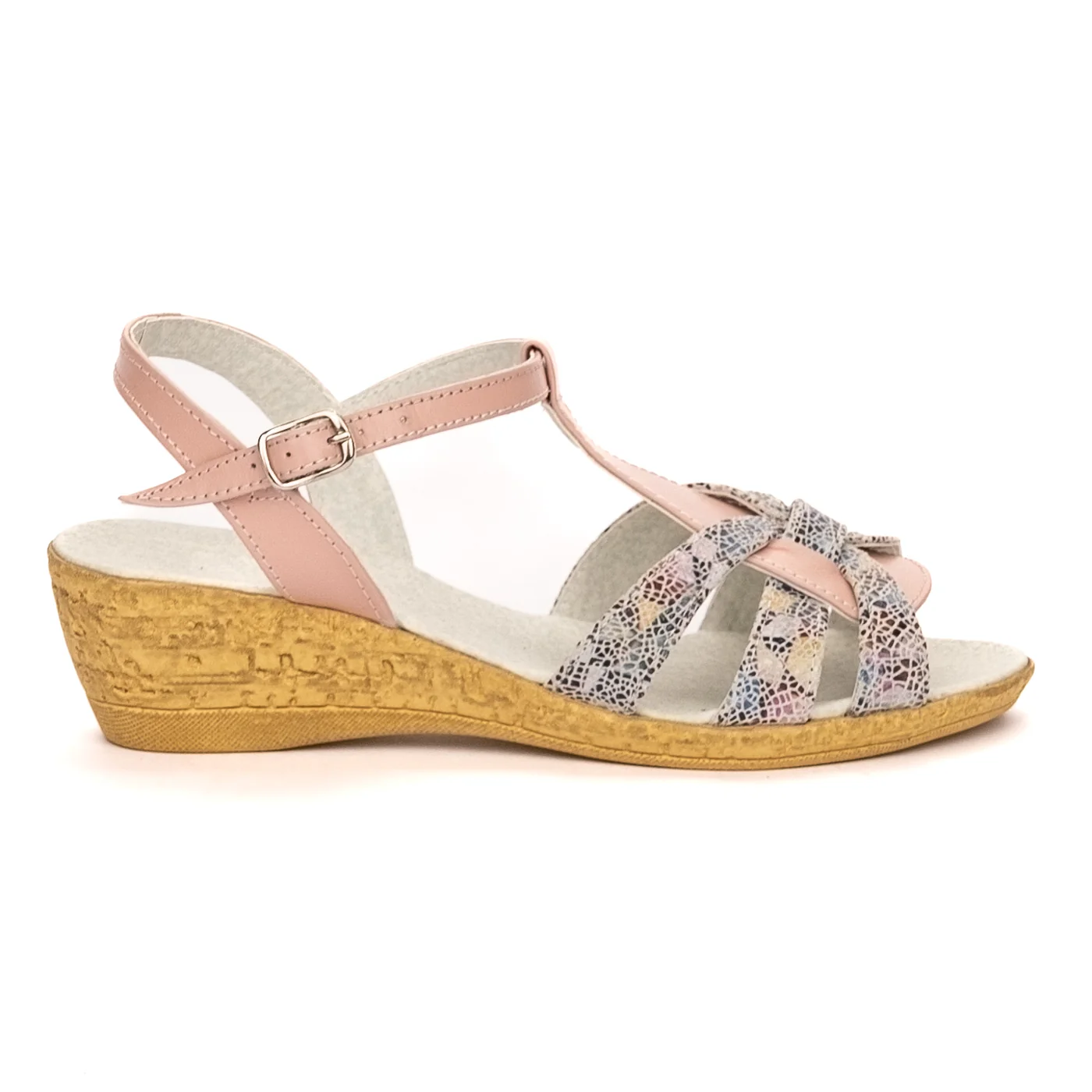 Sandale dama din piele naturala roz cu platforma 13359