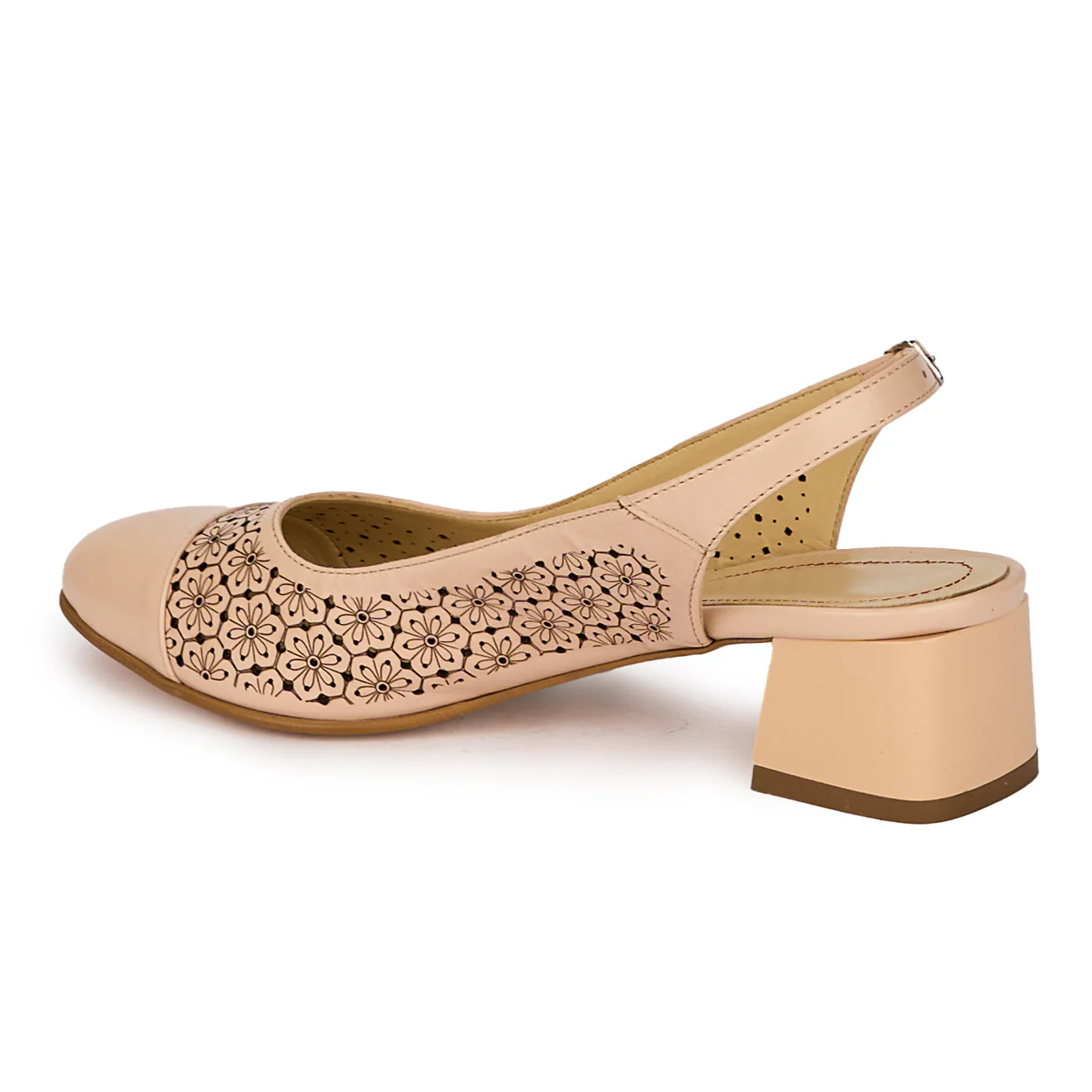 Sandale dama din piele naturala roz cu toc gros 5.5 cm 18075 - Image 2