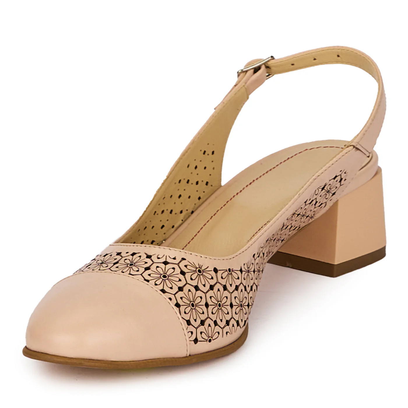 Sandale dama din piele naturala roz cu toc gros 5.5 cm 18075 - Image 3