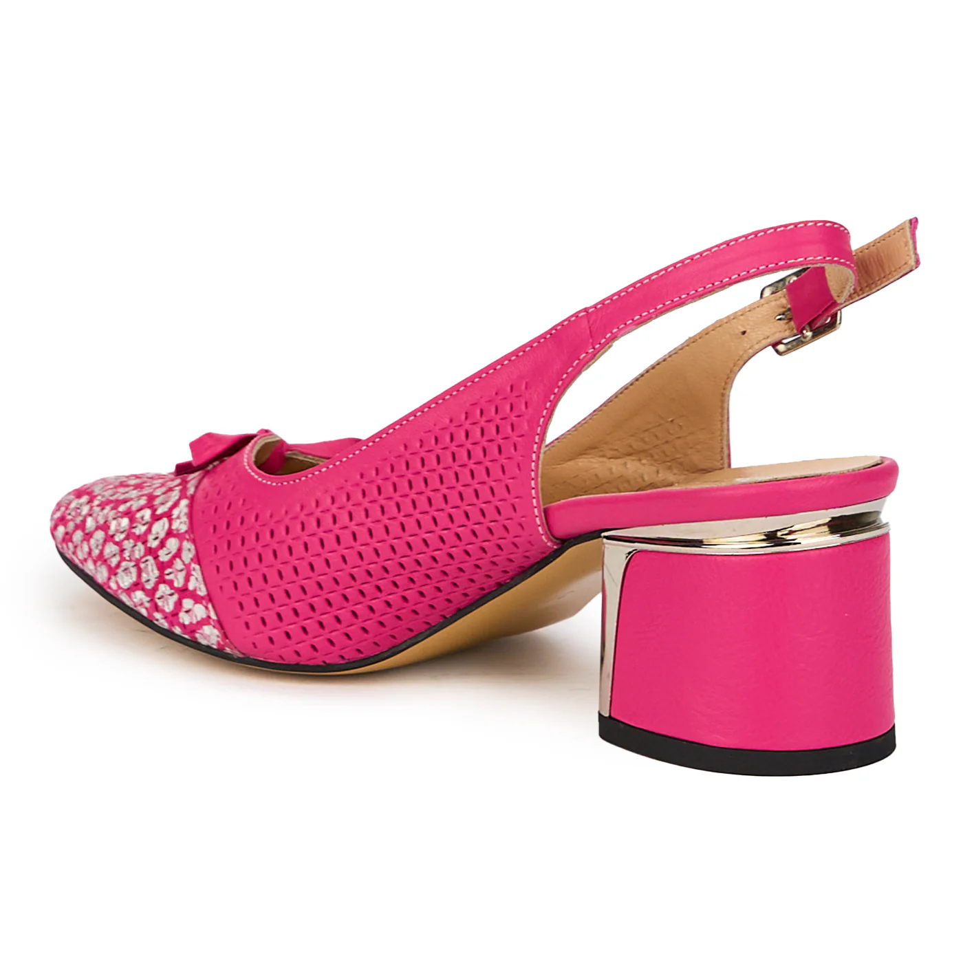 Sandale dama din piele naturala roz cu toc gros 6 cm 15688 - Image 2
