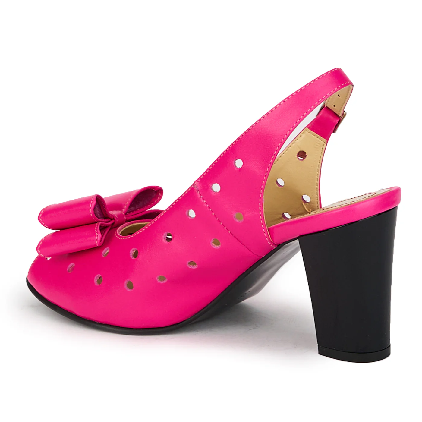 Sandale dama din piele naturala roz cu toc gros 7.5 cm 18114 - Image 2
