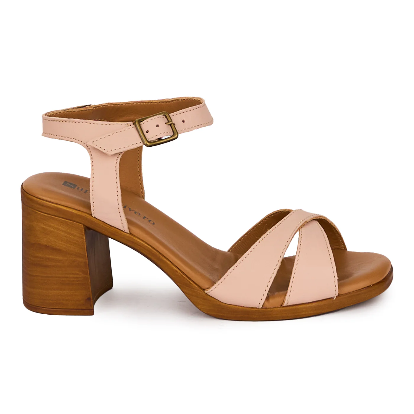 Sandale dama din piele naturala roz cu toc gros 7 cm 18272