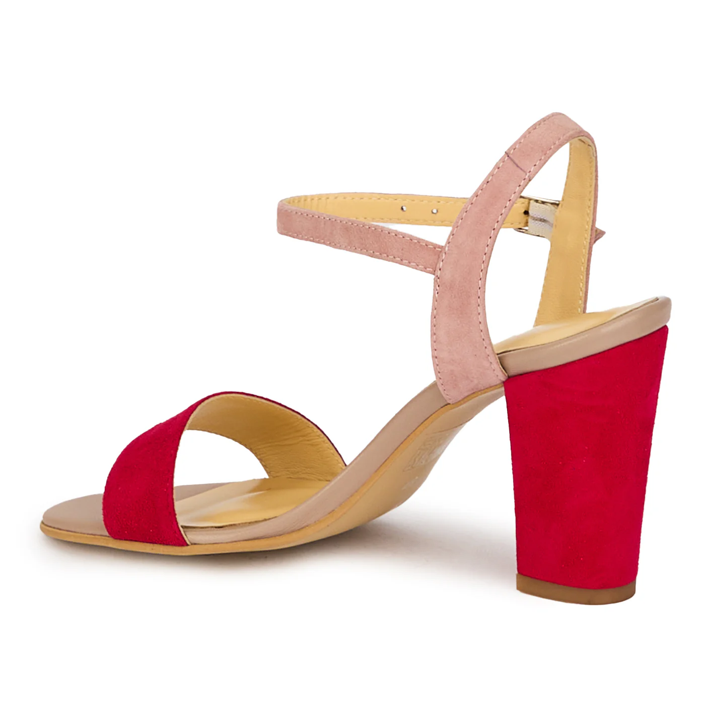 Sandale dama din piele naturala roz cu toc gros 8.5 cm 18125 - Image 2