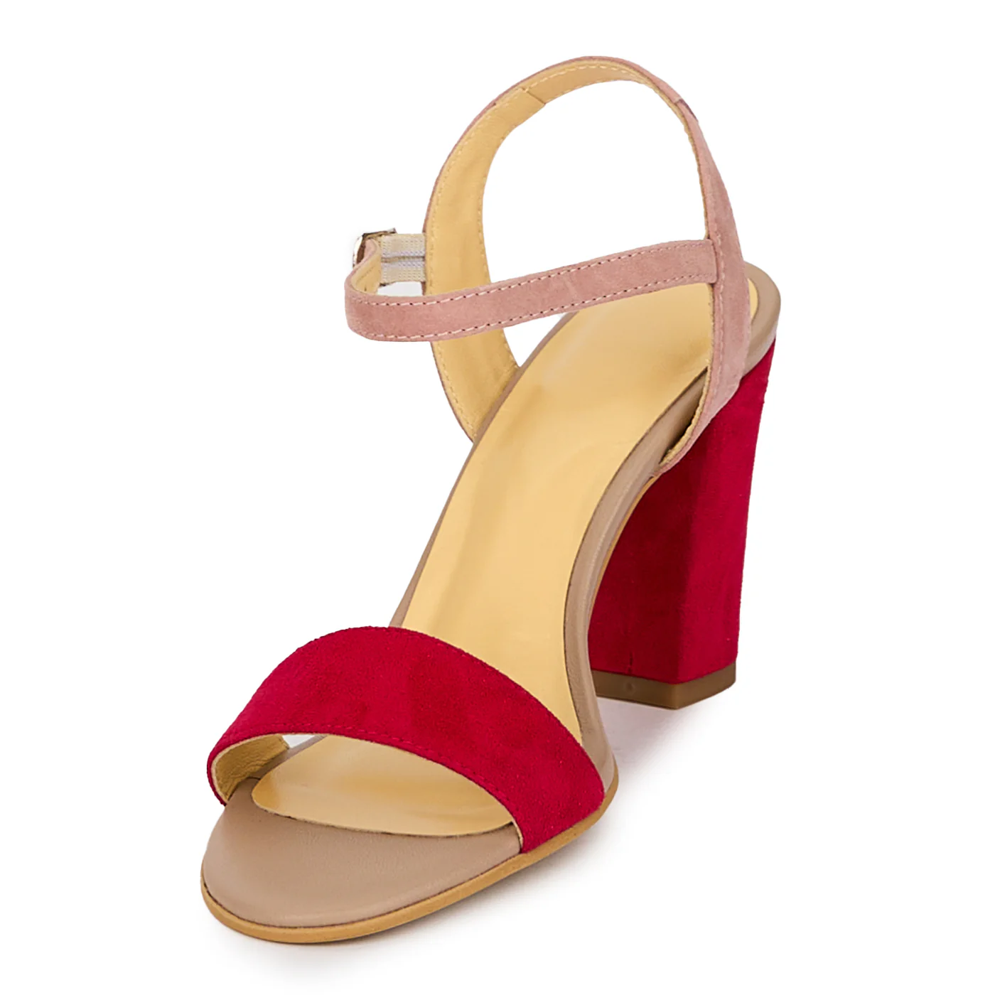 Sandale dama din piele naturala roz cu toc gros 8.5 cm 18125 - Image 3