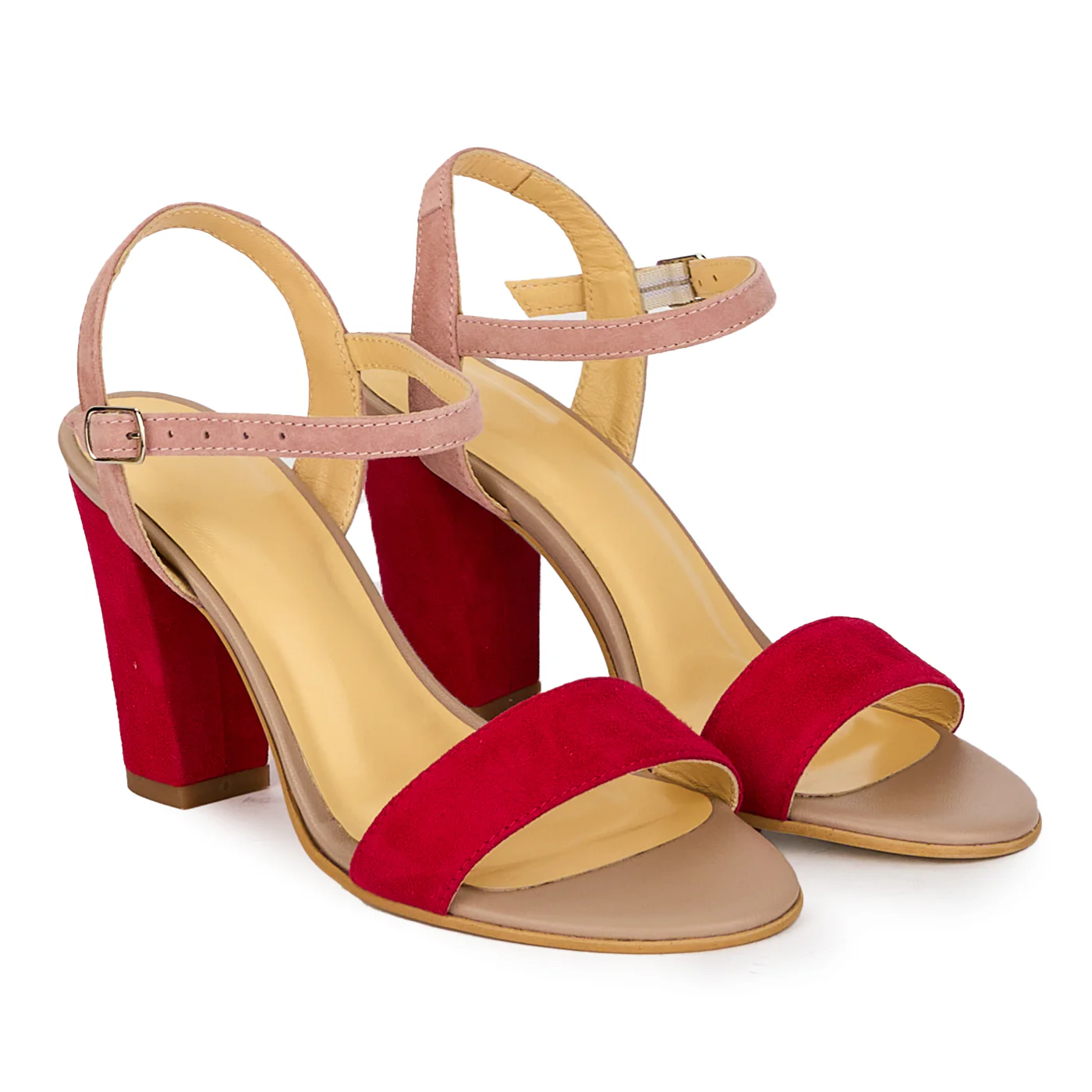 Sandale dama din piele naturala roz cu toc gros 8.5 cm 18125 - Image 4