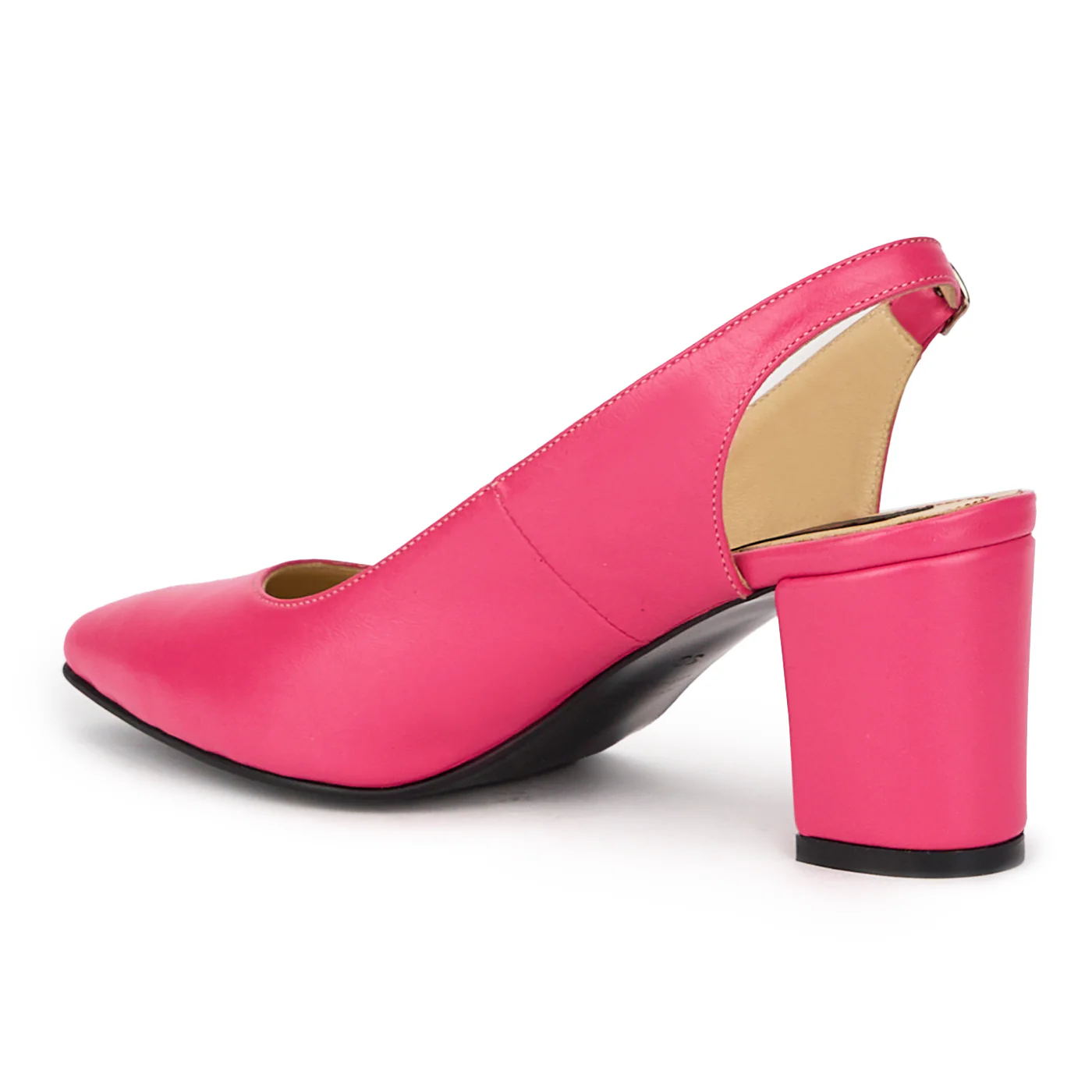 Sandale dama din piele naturala roz-fucsia cu toc gros 7.5 cm 15626 - Image 2