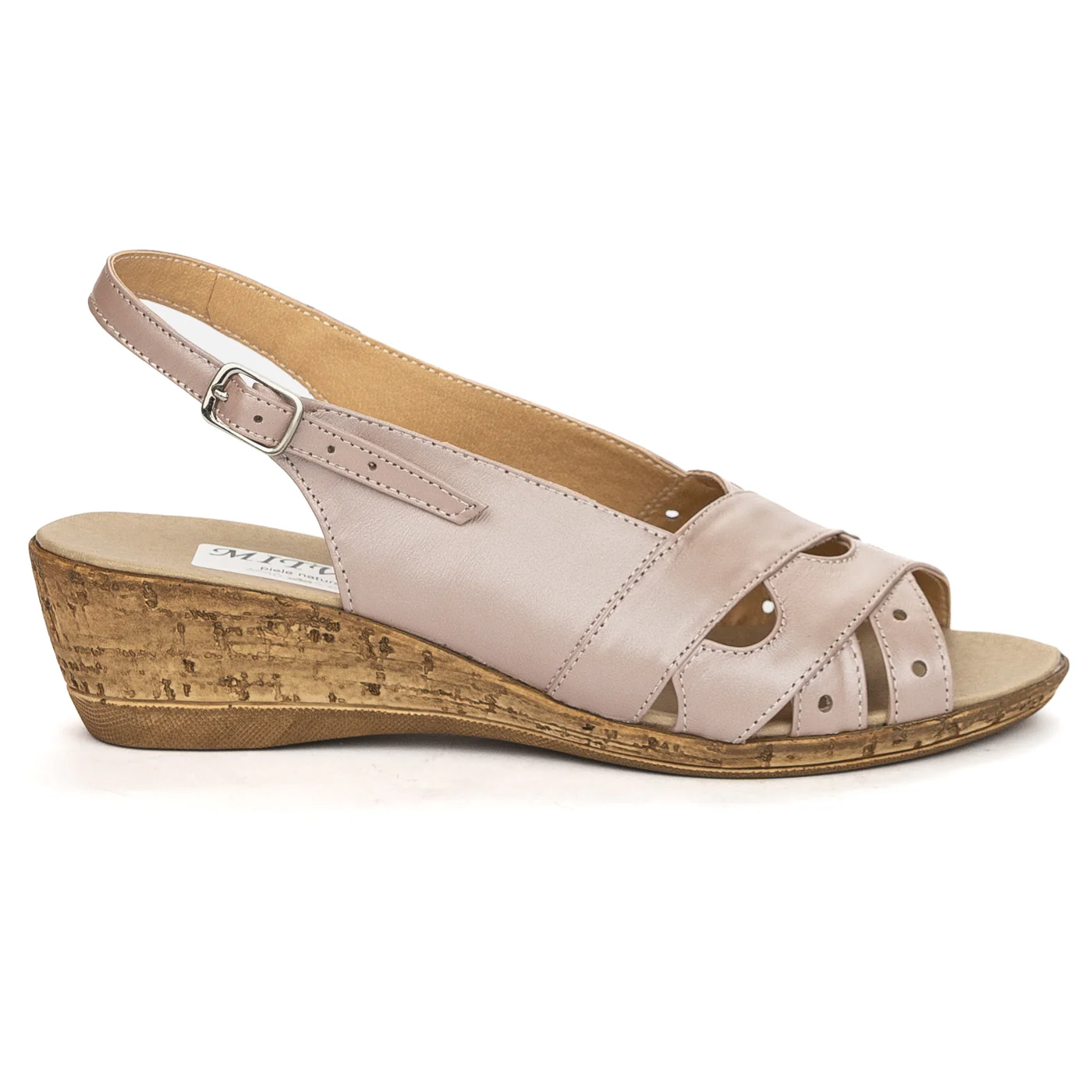 Sandale dama din piele naturala roz sidefat 13824