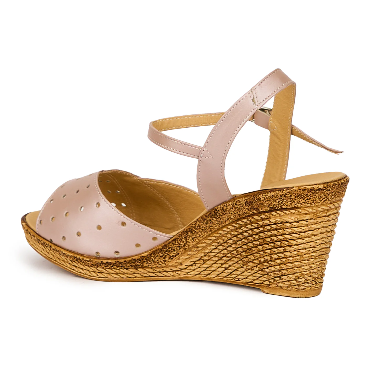 Sandale dama din piele naturala roz sidefat cu platforma 8 cm 15831 - Image 2