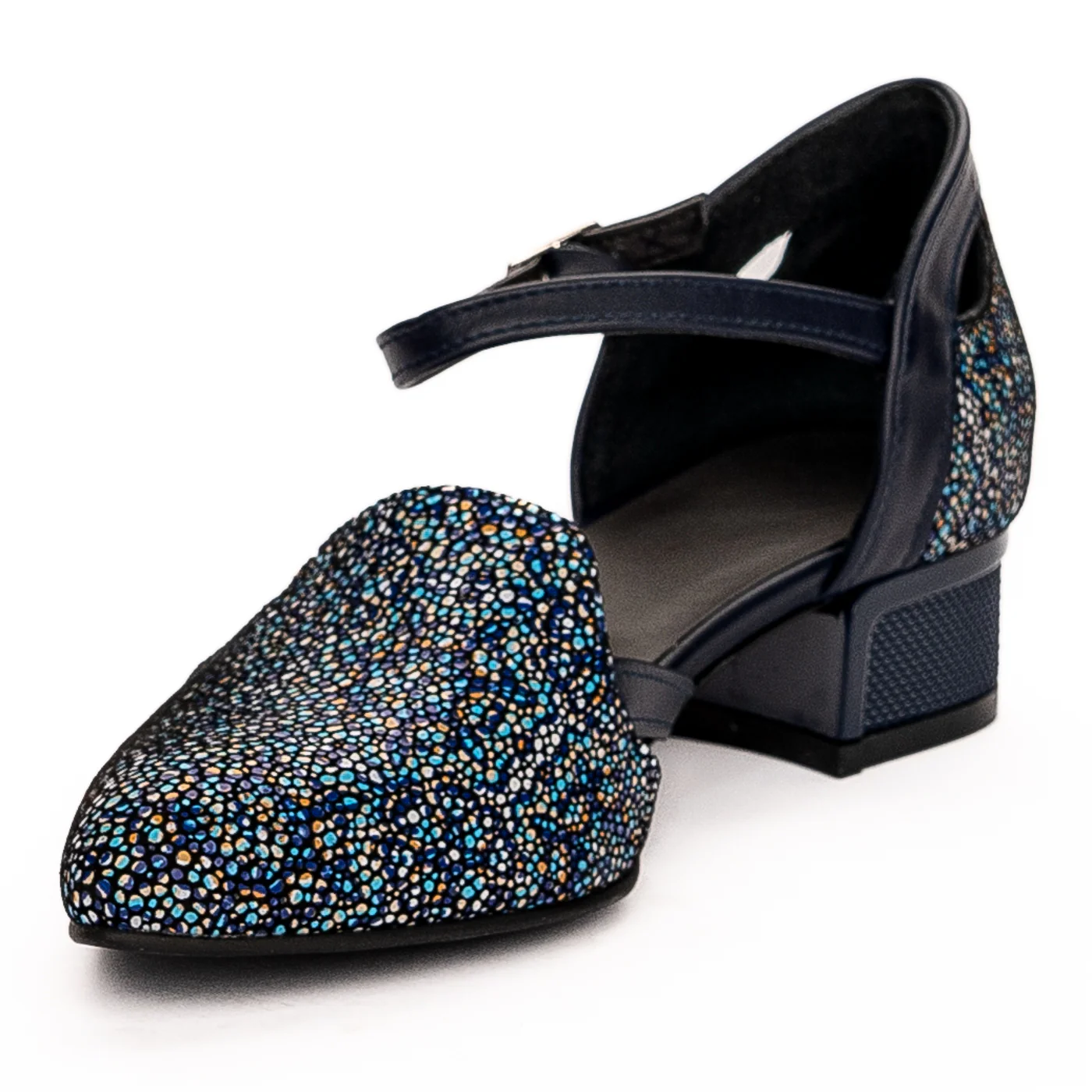 Sandale dama din piele naturala toc 3.5cm bleumarin 13233 - Image 3
