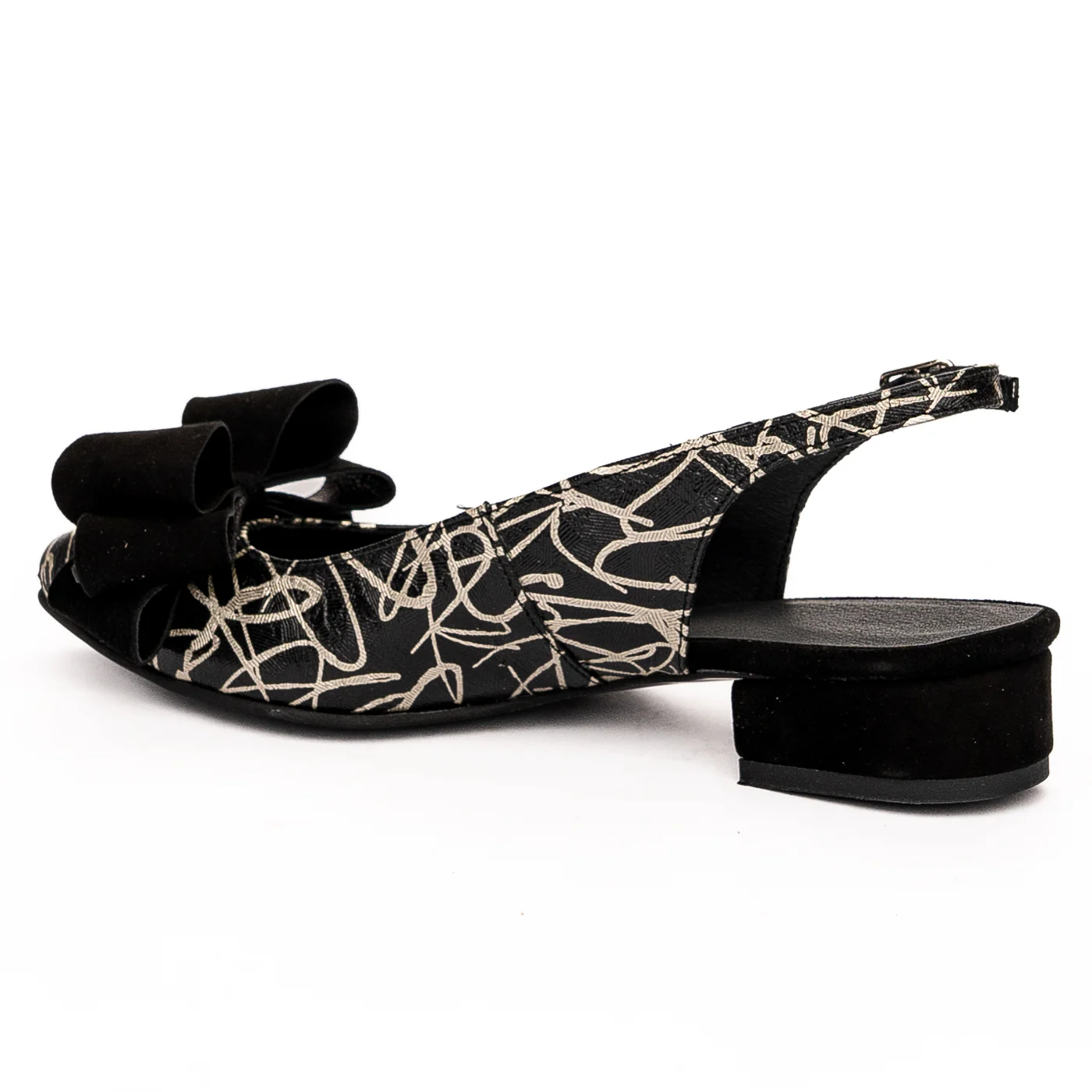 Sandale dama din piele naturala toc 3cm neagra 13236 - Image 2