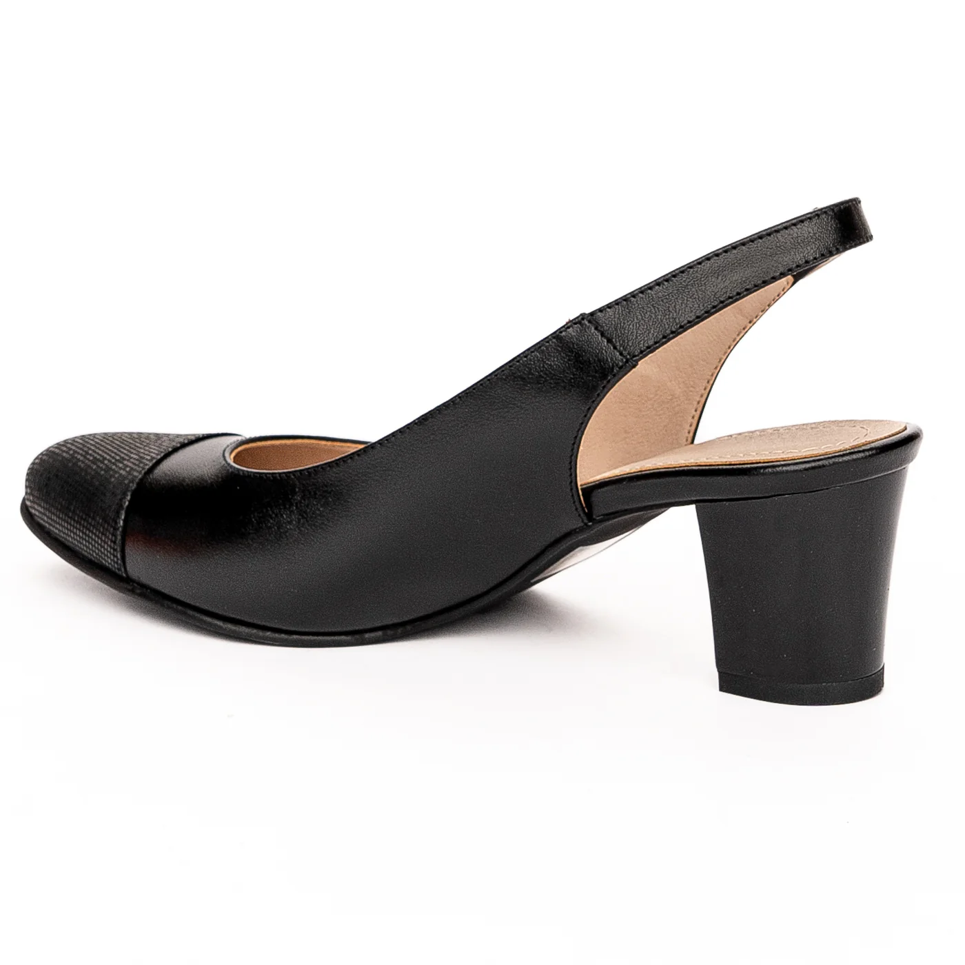 Sandale dama din piele naturala toc 5.5cm neagra 13251 - Image 2