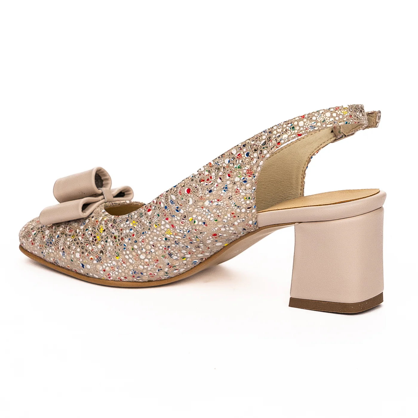 Sandale dama din piele naturala toc 6cm multicolor 13225 - Image 2