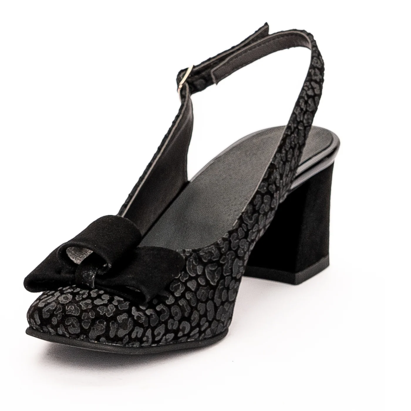 Sandale dama din piele naturala toc 6cm neagra 13246 - Image 3