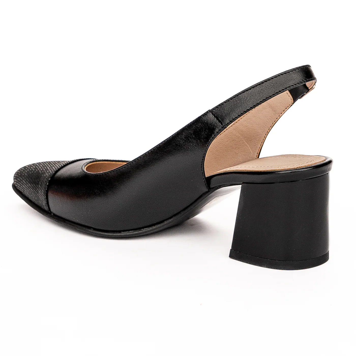 Sandale dama din piele naturala toc 6cm neagra 13250 - Image 2