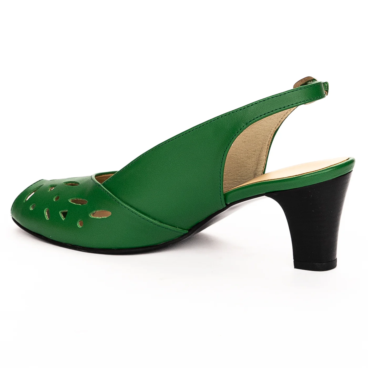 Sandale dama din piele naturala toc 6cm verde 13239 - Image 2