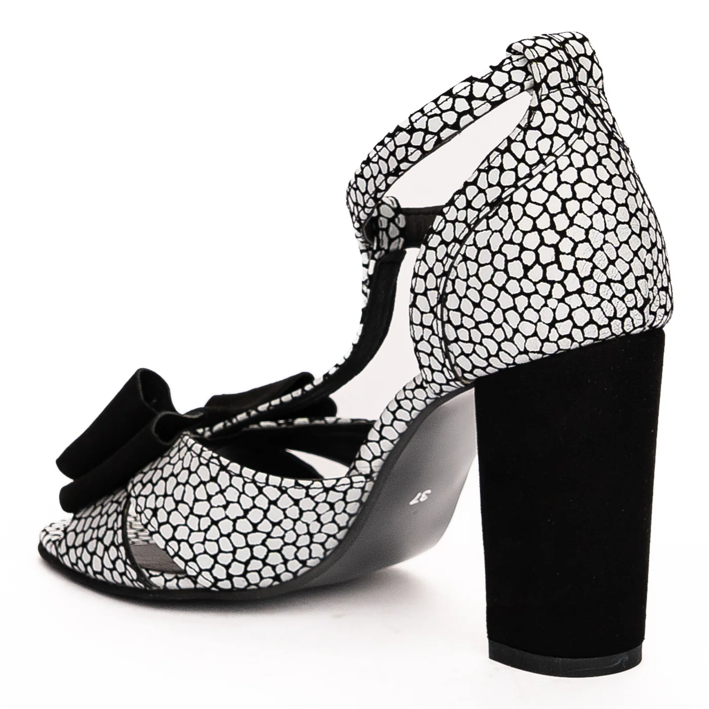 Sandale dama din piele naturala toc 9.5cm neagra 13237 - Image 2