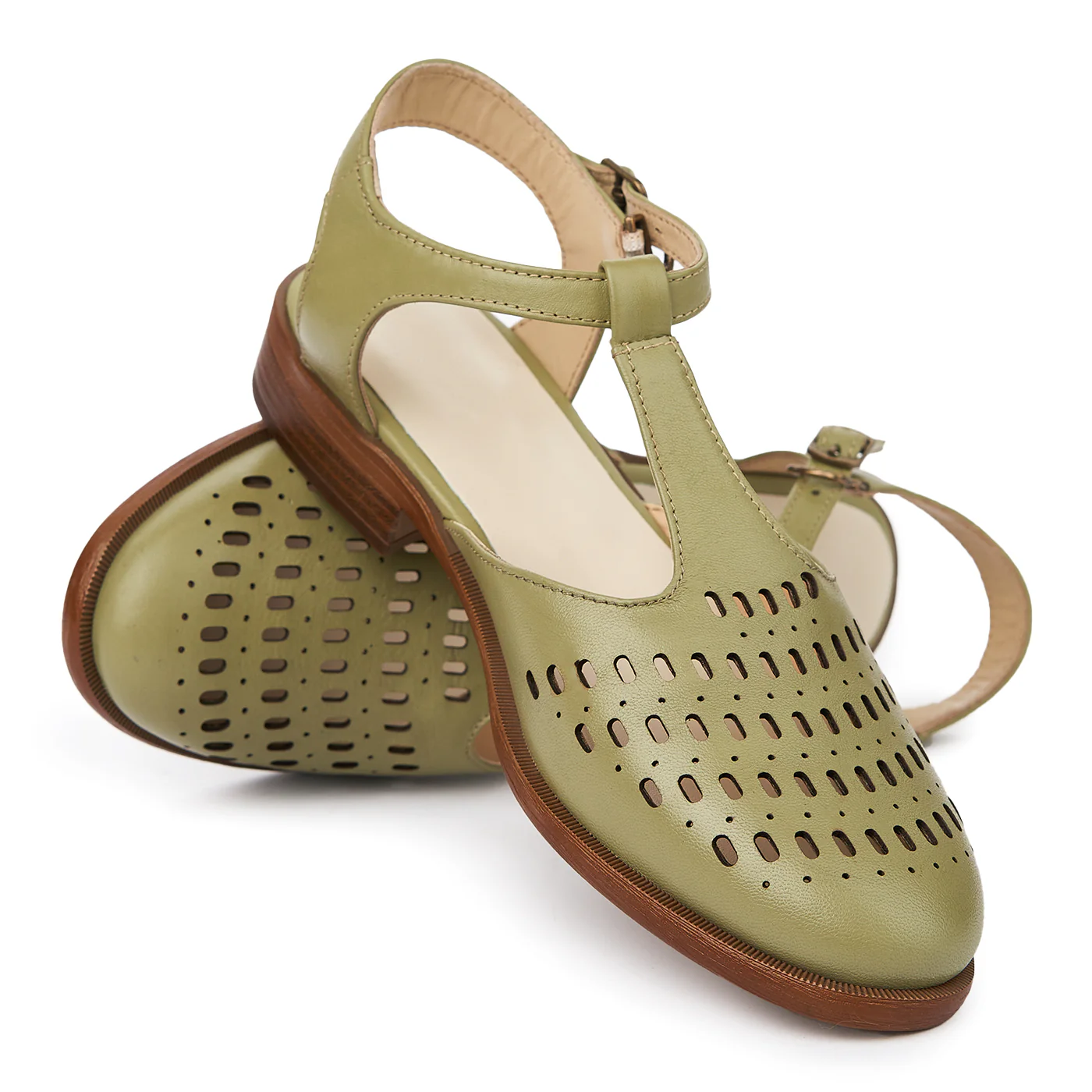 Sandale dama din piele naturala verde 2409 - Image 4