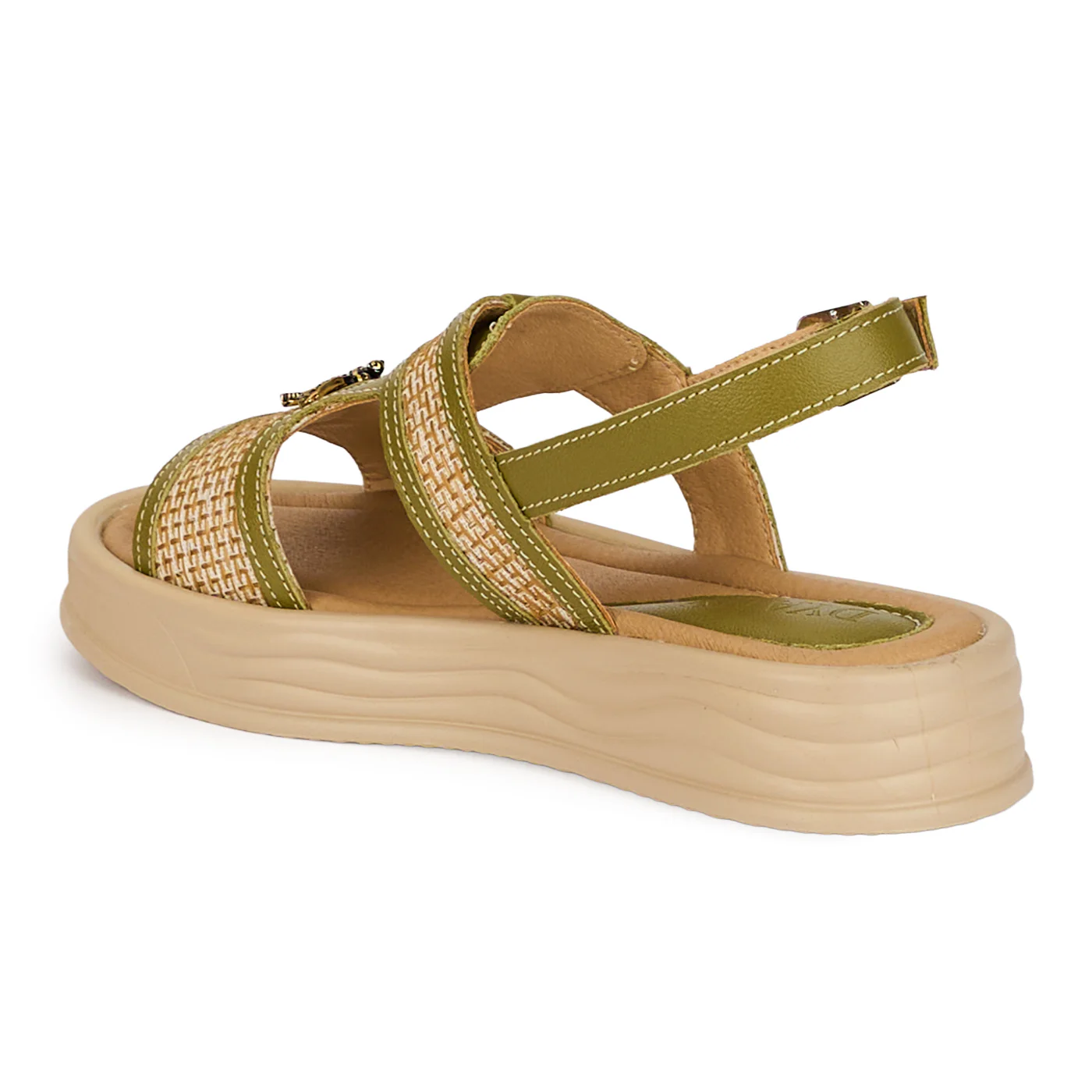 Sandale dama din piele naturala verde cu accesoriu 18393 - Image 2