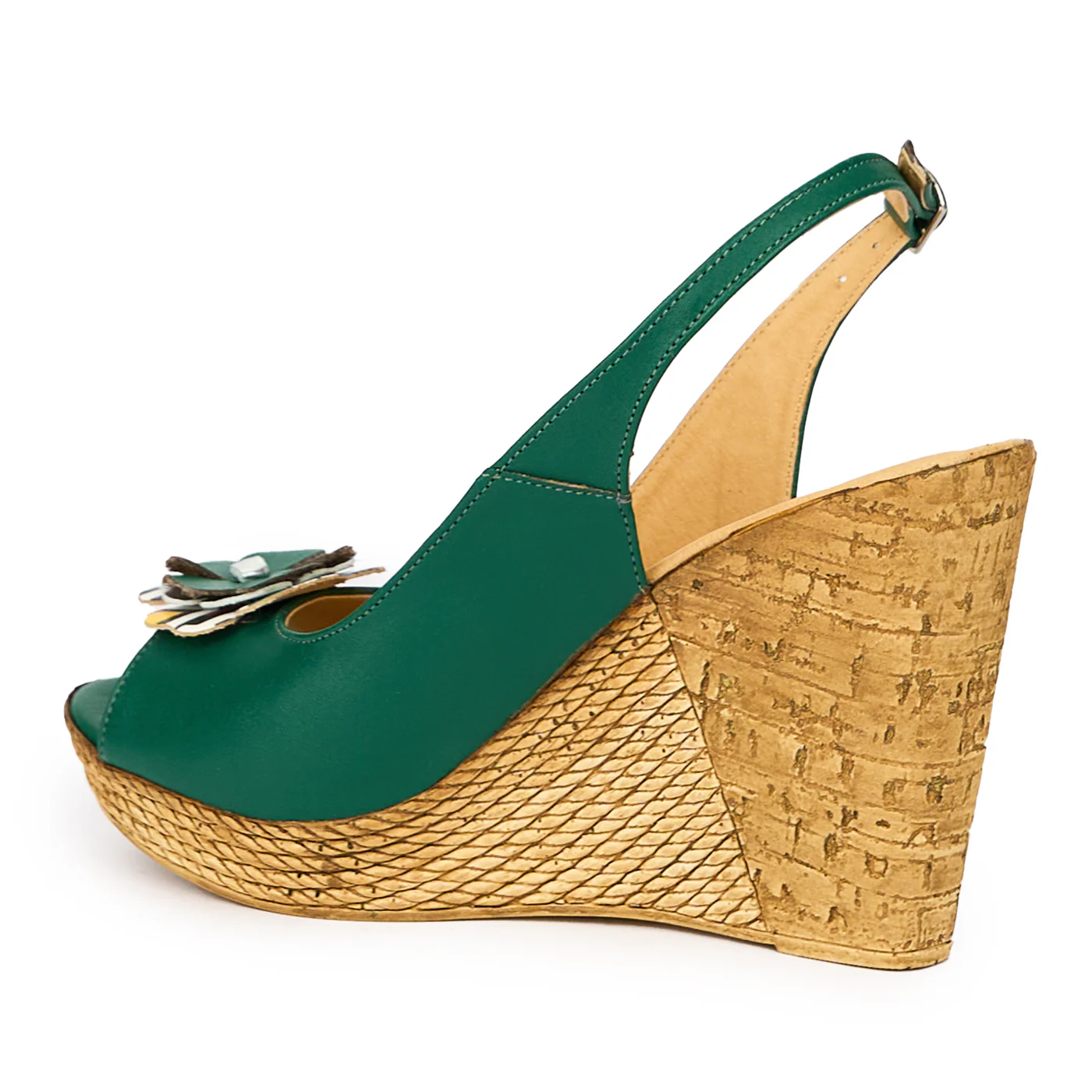 Sandale dama din piele naturala verde cu platforma 10.5 cm 15432 - Image 2