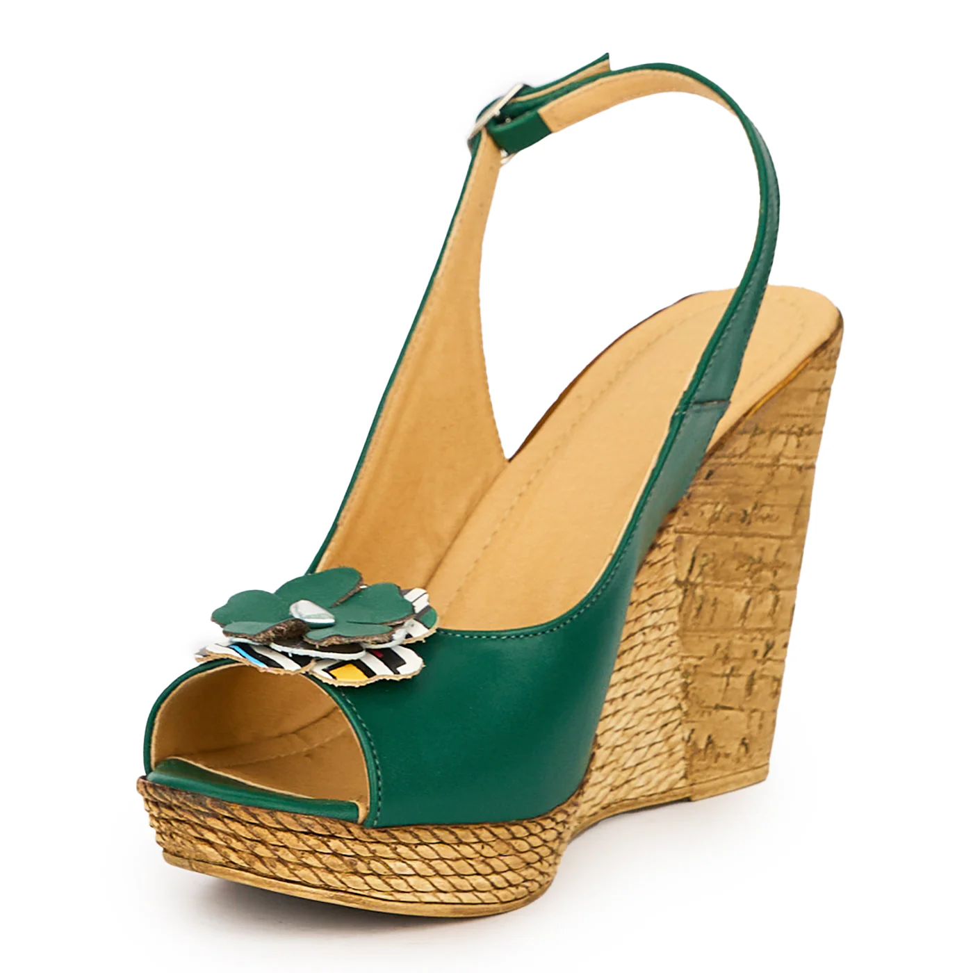 Sandale dama din piele naturala verde cu platforma 10.5 cm 15432 - Image 3